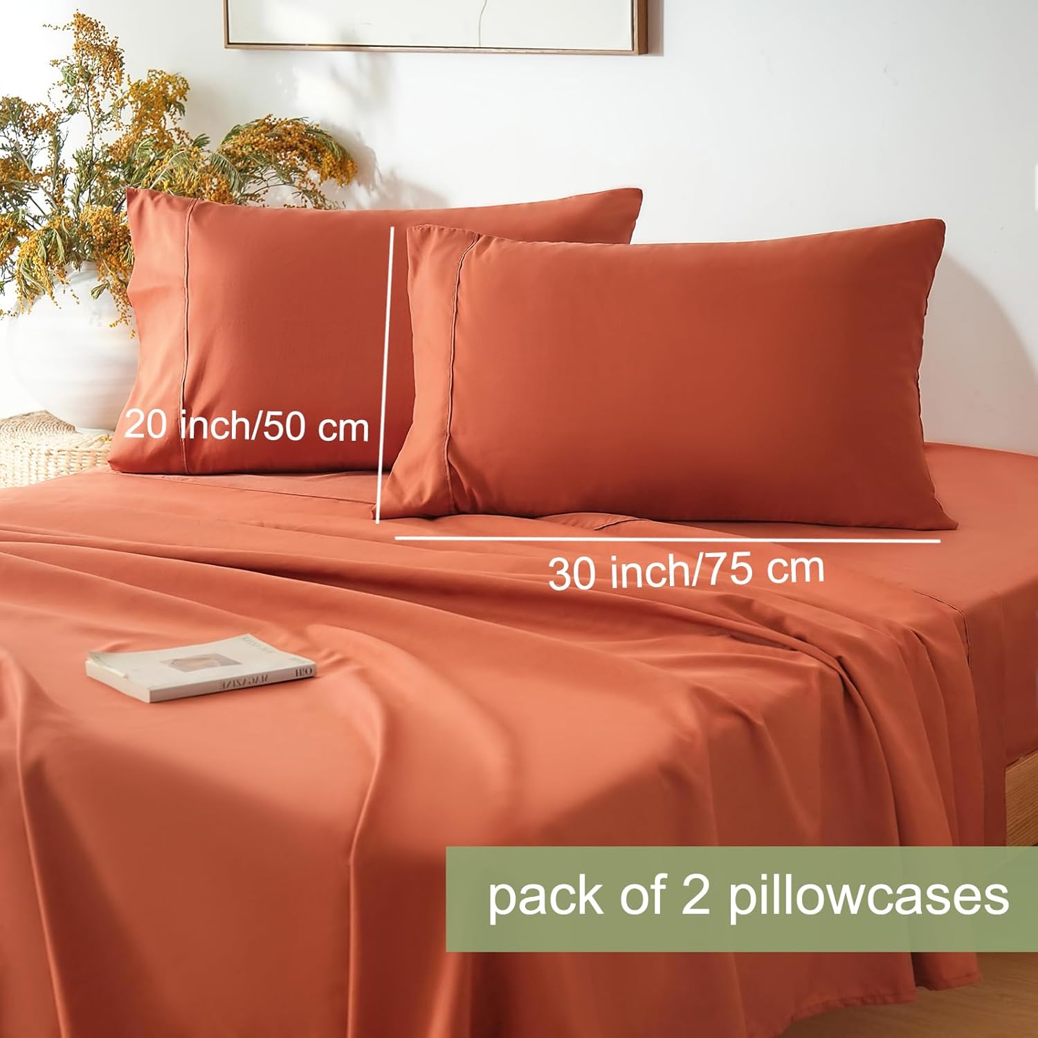 AYSW Bed Sheet Set 4 Pieces Double Brushed Microfiber 1800 - Breathable All Season Luxury Soft Bedding - Queen Persimmon 3