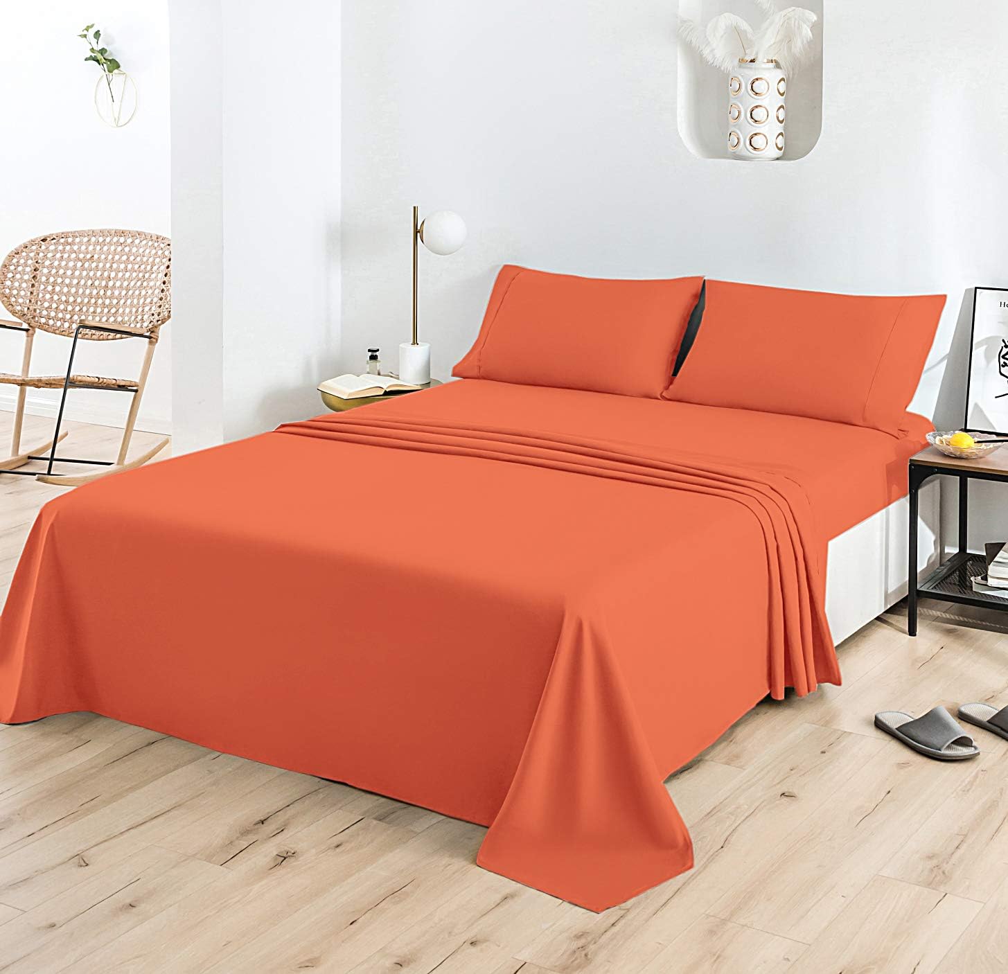 AYSW Bed Sheet Set 4 Pieces Double Brushed Microfiber 1800 - Breathable All Season Luxury Soft Bedding - Queen Persimmon 2