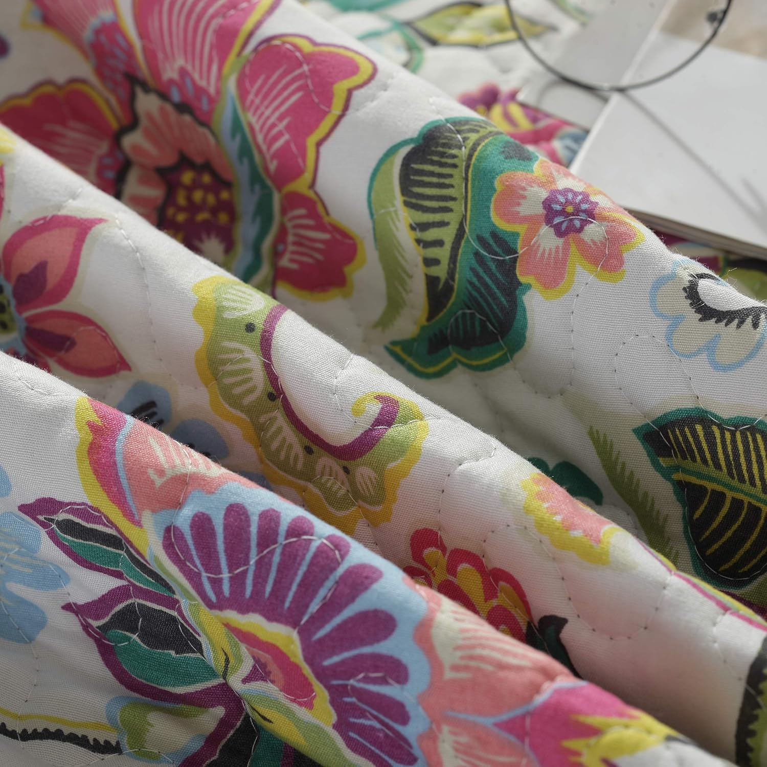 AYSW Quilt Set 3 Piece Bedspread Coverlet Queen Size Durable and Breathable for All Season Vintage Style Floral Pattern 5