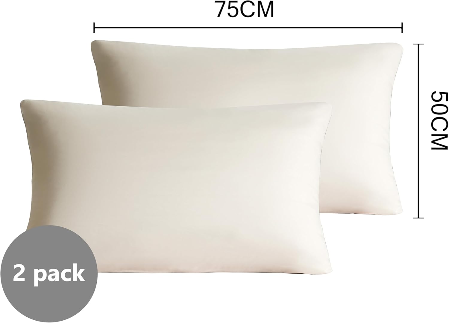 AYSW Warm Zippered Pillowcases 50X75 cm 2 Pack-Super Soft Breathable Brushed Microfiber Pillow Cases Cover for Hair and Skin Cream 2