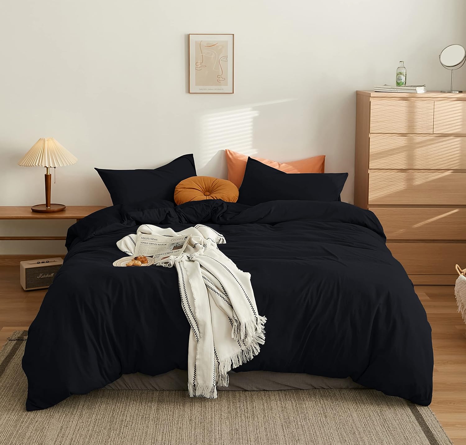 AYSW Duvet Cover Set 3 PCS King Plain Brushed Microfiber Bedding 1 Duvet Cover with 2 Zippers and 2 Pillowcases Cream/Beige 10