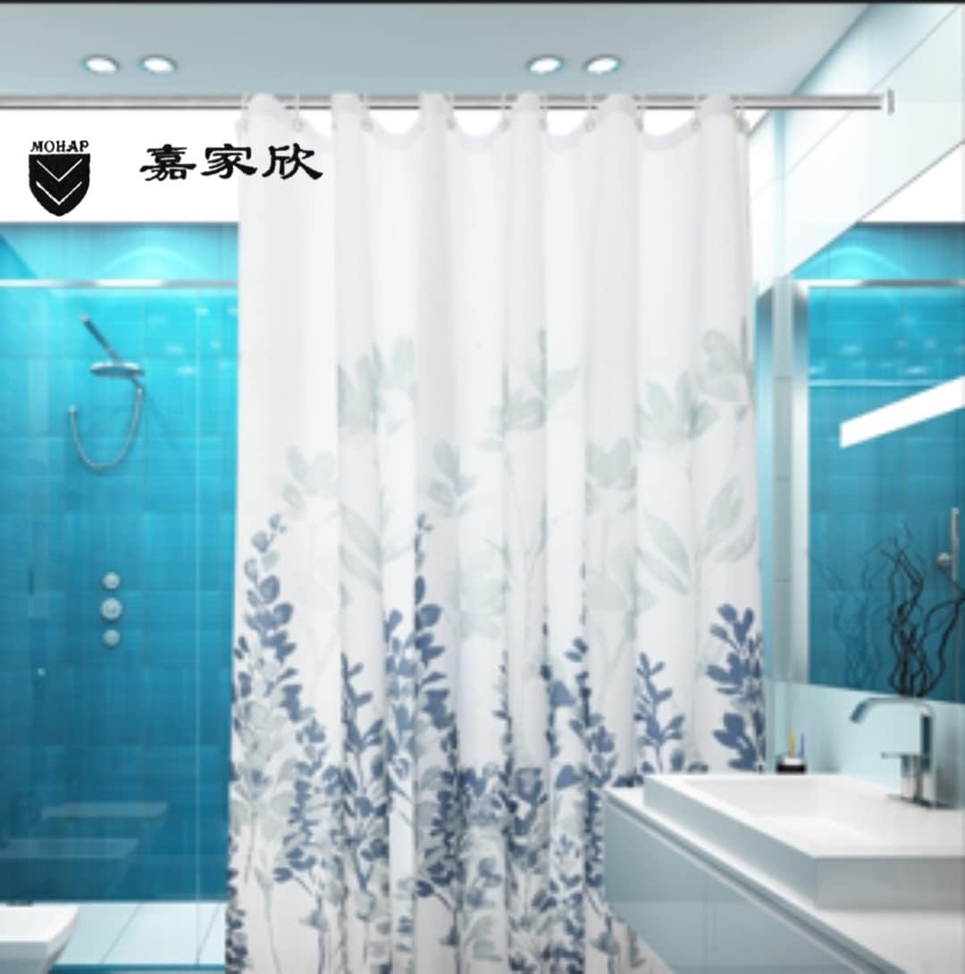 AYSW Shower Curtain 72 by 72 inches with Leaves Pattern Waterproof Dacron Fabric with 12 Curtain Hooks Leaves Pattern 2