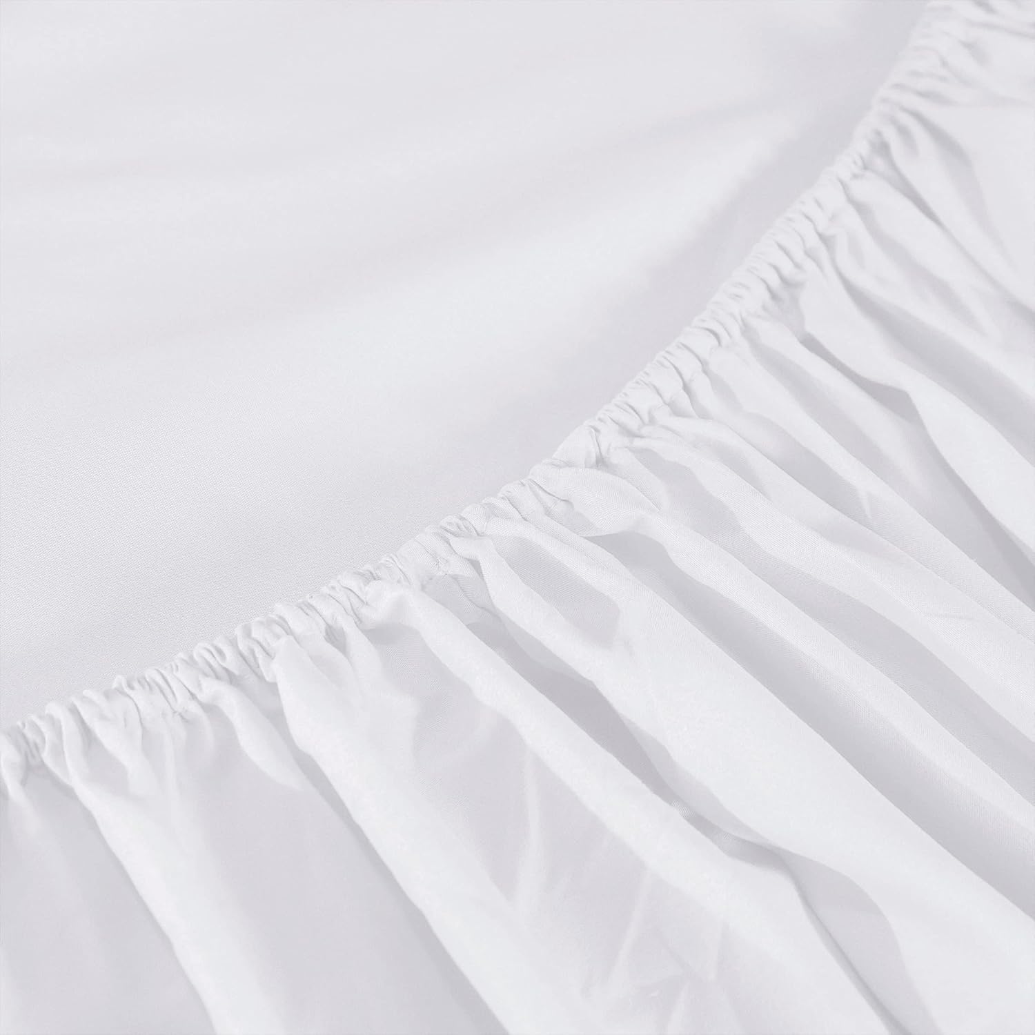 Warm Double Bedding Fitted Sheet with All Around Elastics Brushed Microfiber Breathable (White) 5