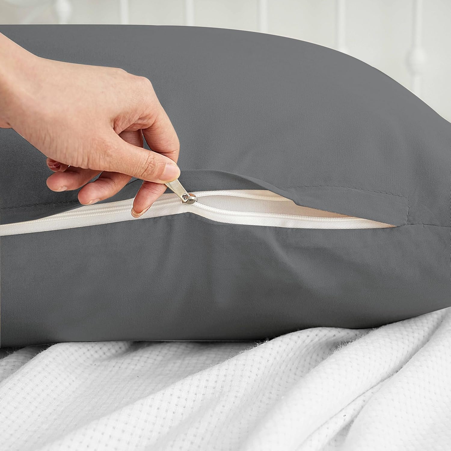 Bed linen brushed Microfiber 1 duvet cover 135x200cm + 1 pillowcase 80x80cm with zipper Grey 5