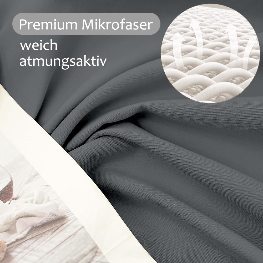 Bed linen brushed Microfiber 1 duvet cover 135x200cm + 1 pillowcase 80x80cm with zipper Grey 4