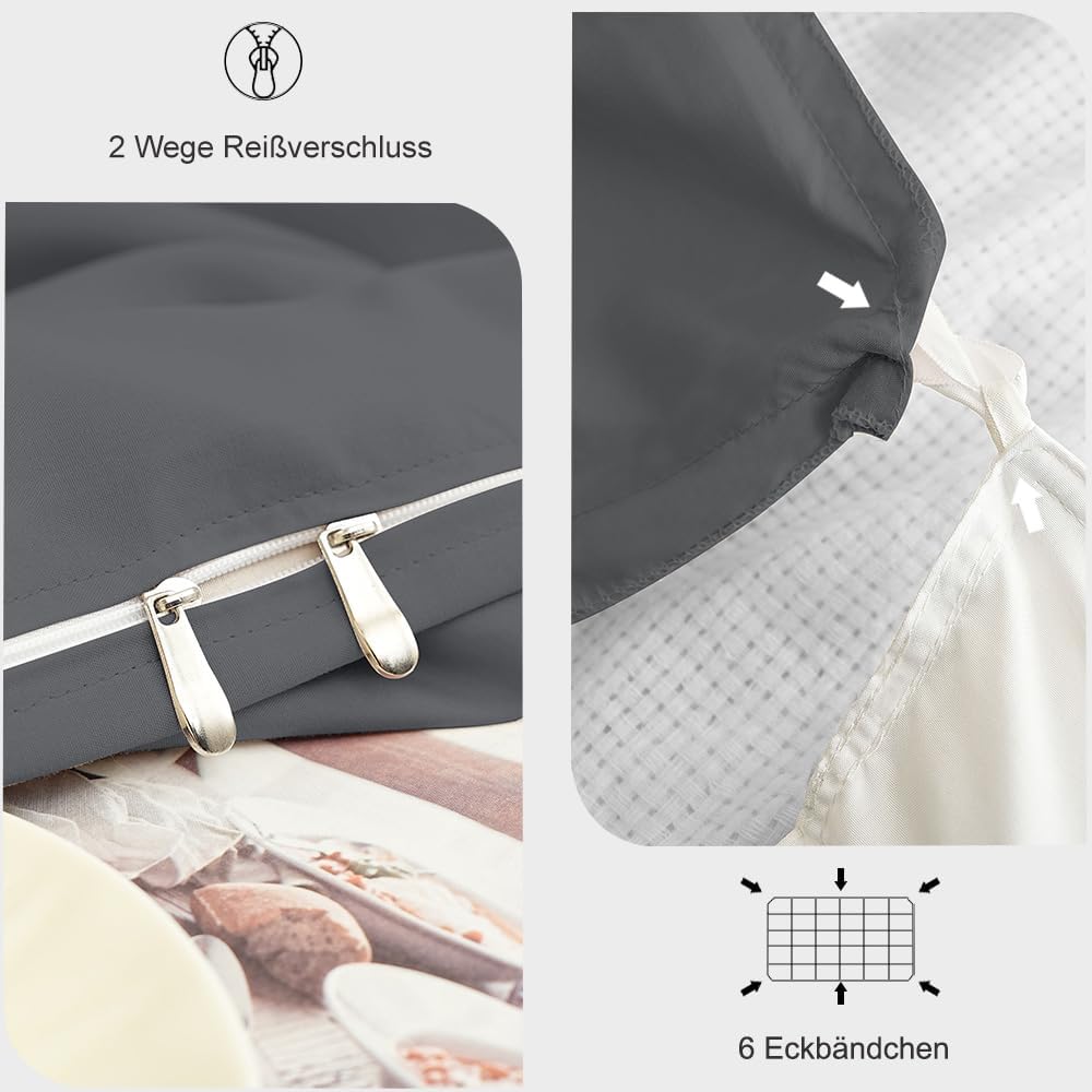 Bed linen brushed Microfiber 1 duvet cover 135x200cm + 1 pillowcase 80x80cm with zipper Grey 3