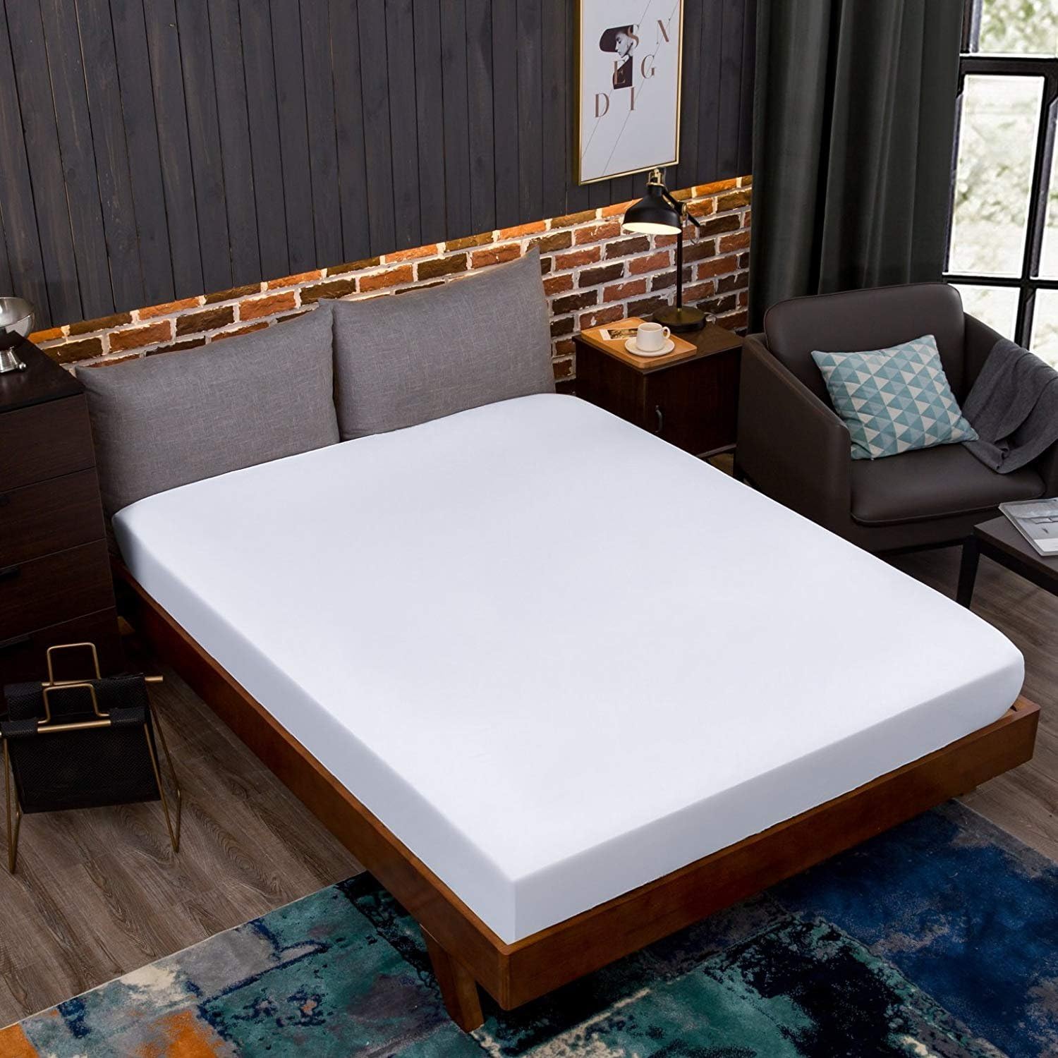 Microfiber fitted sheet Dark grey, Microfiber, White., 140 x 200 cm 2