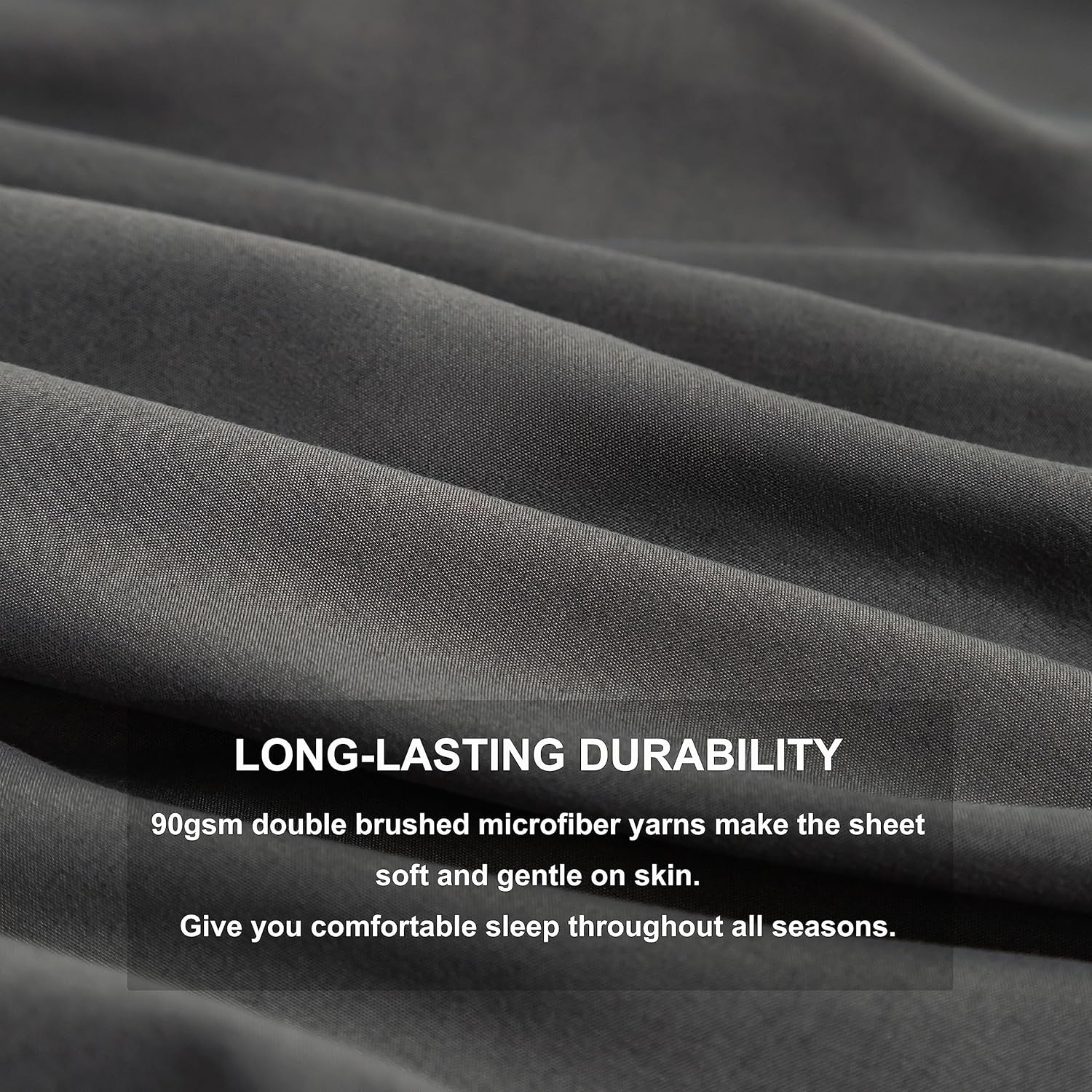 AYSW Warm Fitted Sheet Set Double Size 30 cm Deep Pocket with 1 Bedsheet and 2 Pillowcases Polyester Grey 5