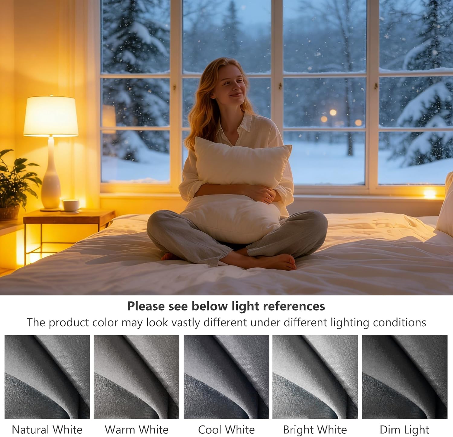 AYSW Warm Fitted Sheet Set Double Size 30 cm Deep Pocket with 1 Bedsheet and 2 Pillowcases Polyester Grey 6
