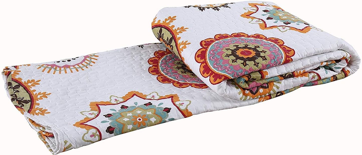 Couvre lit matelassé 240x260cm+2 taies d'oreiller 63x63cm Anti Acarien Couette été Couverture Dessus de Lit Boutis Motif 3 … 3