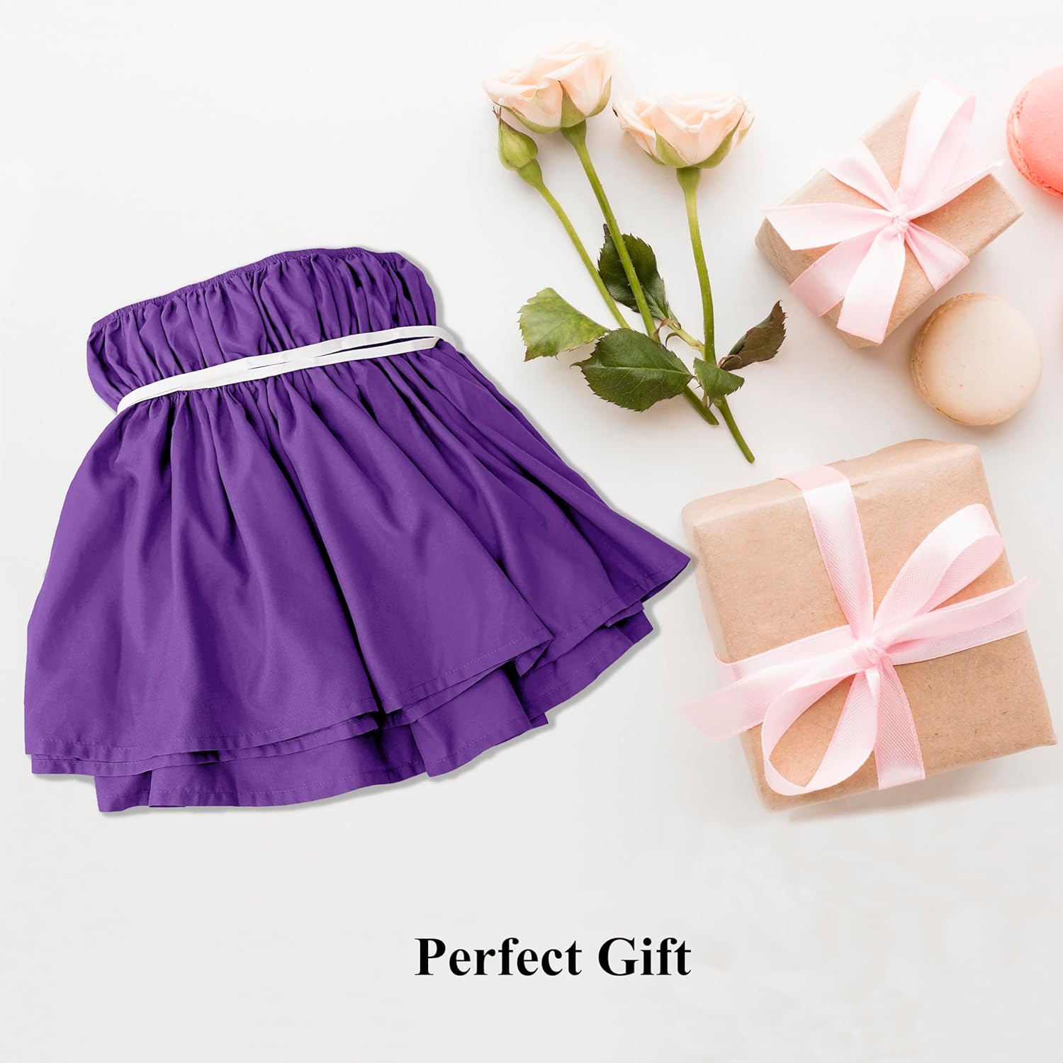 AYSW Bed Skirt Queen Size 14 inch Drop Premium Soft and Cozy 1800 Brushed Microfiber Dust Ruffle Three Fabric Sides Wrap Around with Elastic No Top Easy On Purple Holiday 5