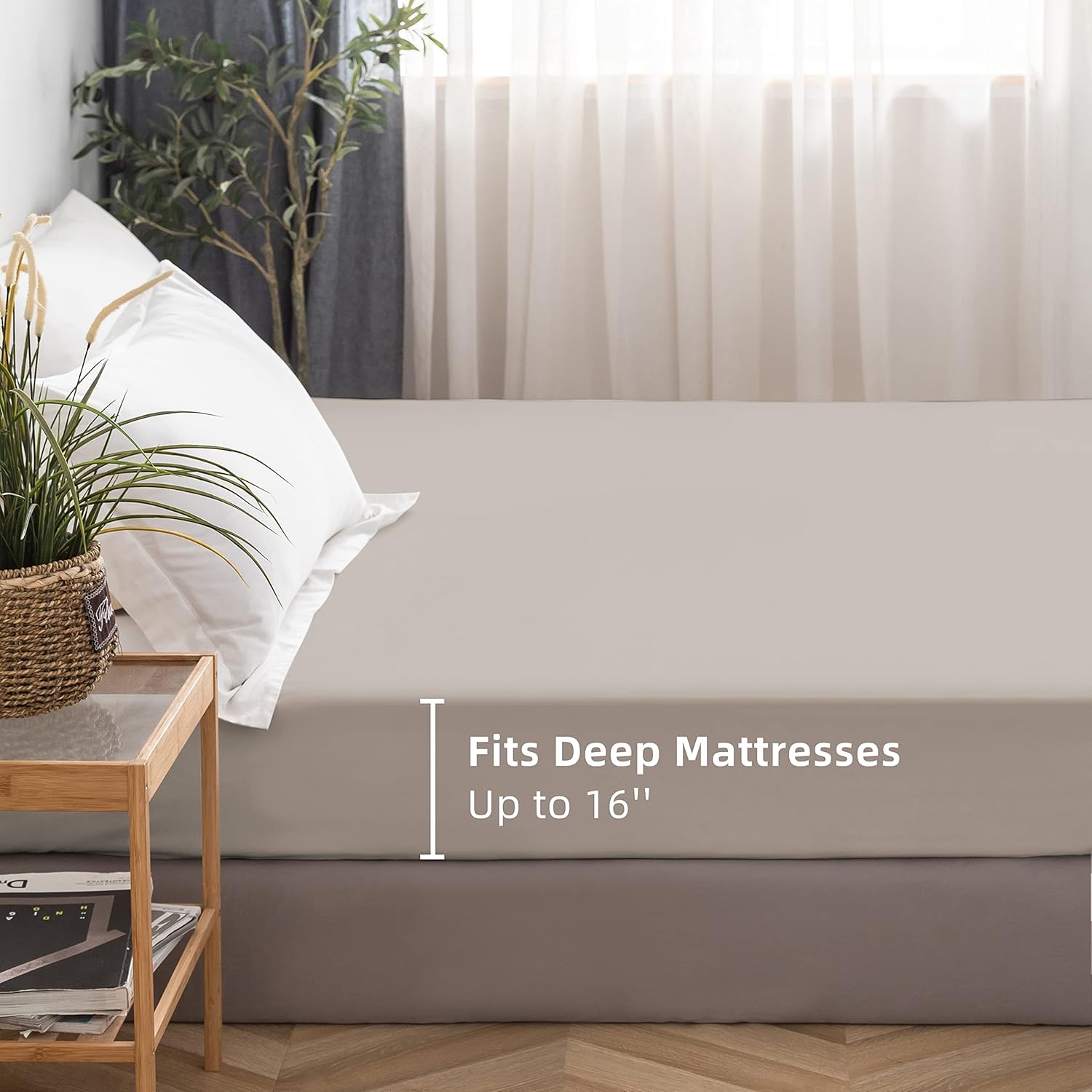 Spannbetttuch Nur Premium 1800 Ultra-Soft Fadendurchlässig Gebürstetes Mikrofaser Deep Pocket Queen Khaki 5