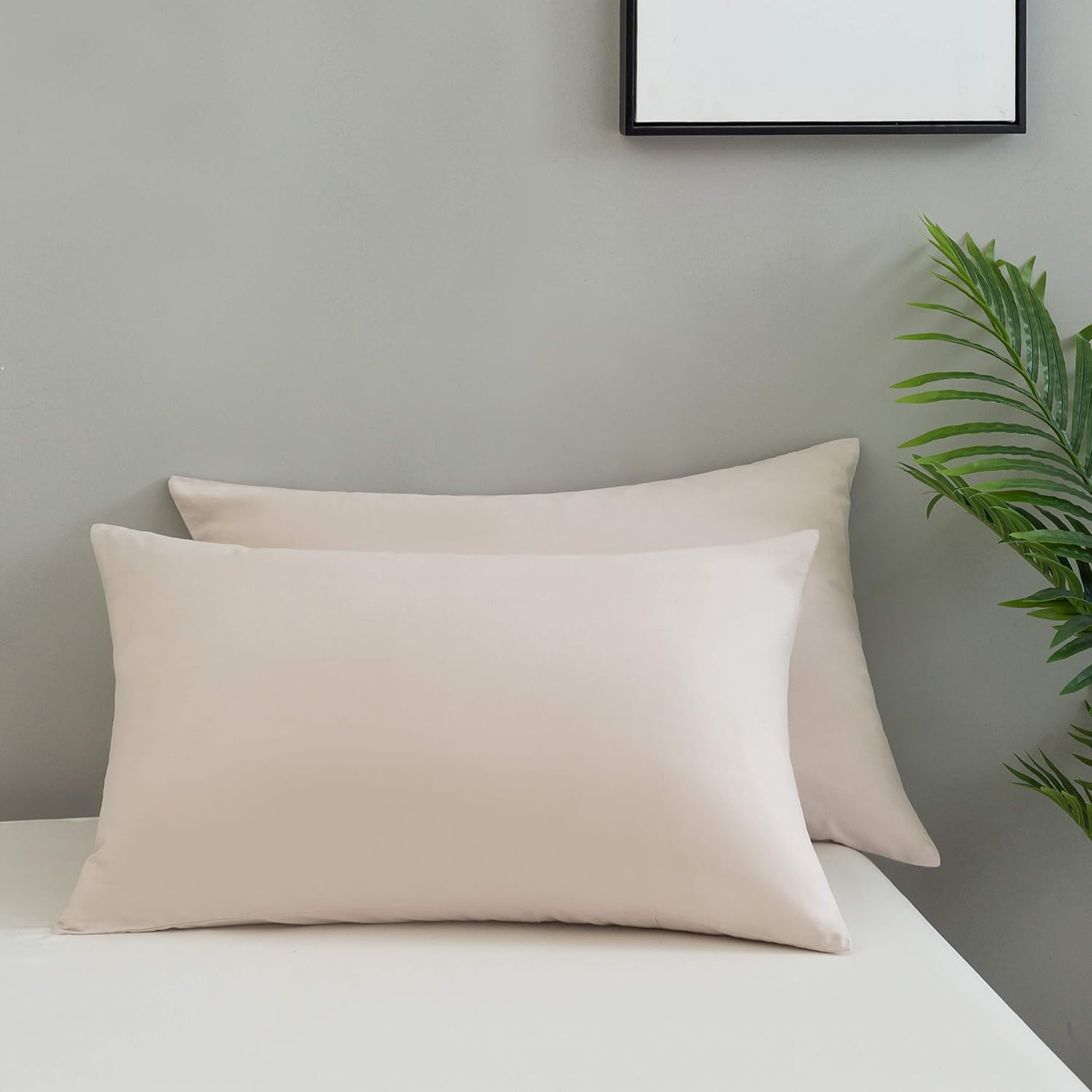 2er Pack Pillowcase 50x75cm High-quality & Quality Pillow Cover with Zipper 100% Microfiber in 5 Colors Dark-Grey/Black/Pink/White/Beige 10