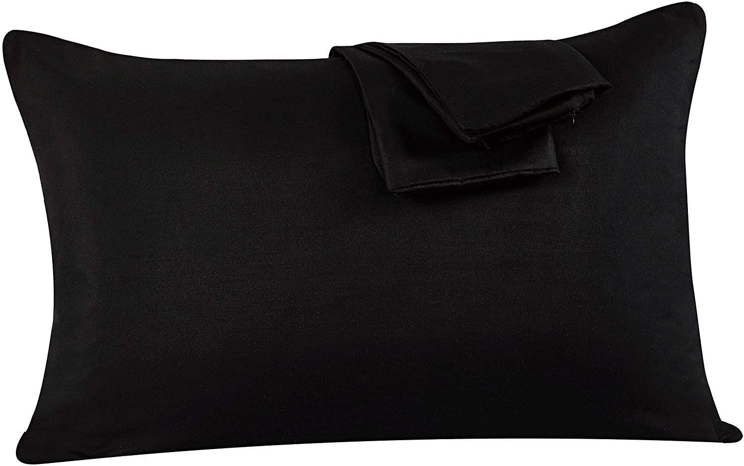 2er Pack Pillowcase 50x75cm High-quality & Quality Pillow Cover with Zipper 100% Microfiber in 5 Colors Dark-Grey/Black/Pink/White/Beige 3
