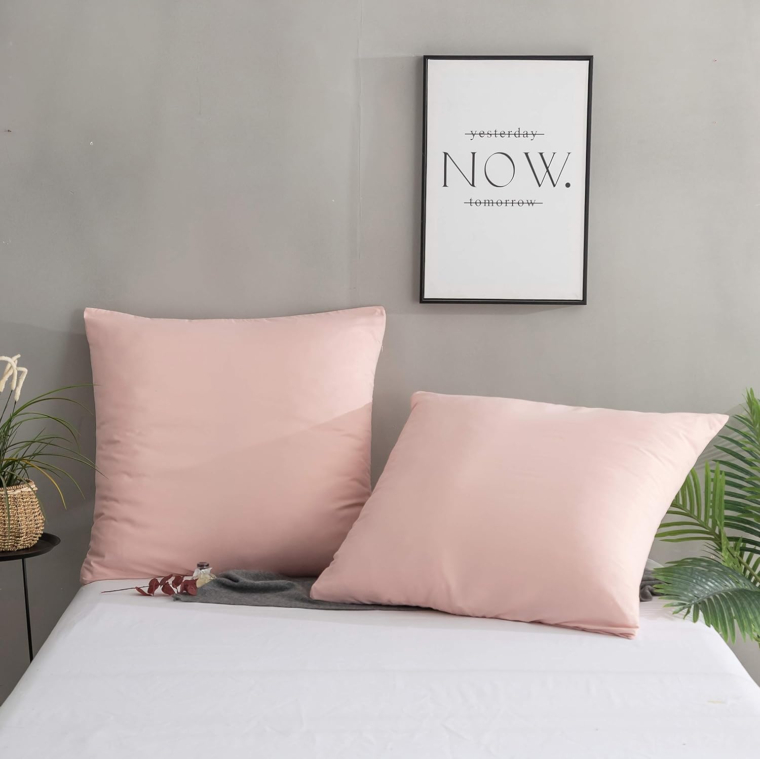2er Pack Pillowcase 40x80cm High-quality & Quality Pillow Cover with Zipper 100% Microfiber in 5 Colors Dark-Grey/Black/Pink/White/Beige 10