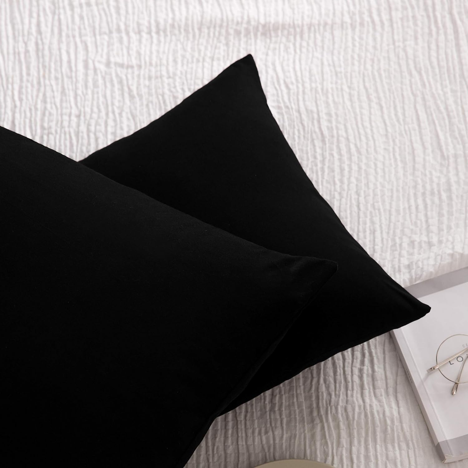 2er Pack Cushion Cover 40x80cm High-Quality & Quality Pillowcase with Zipper 100% Microfiber in 5 Colors Dark-Grey/Black/Pink/White/Beige 3