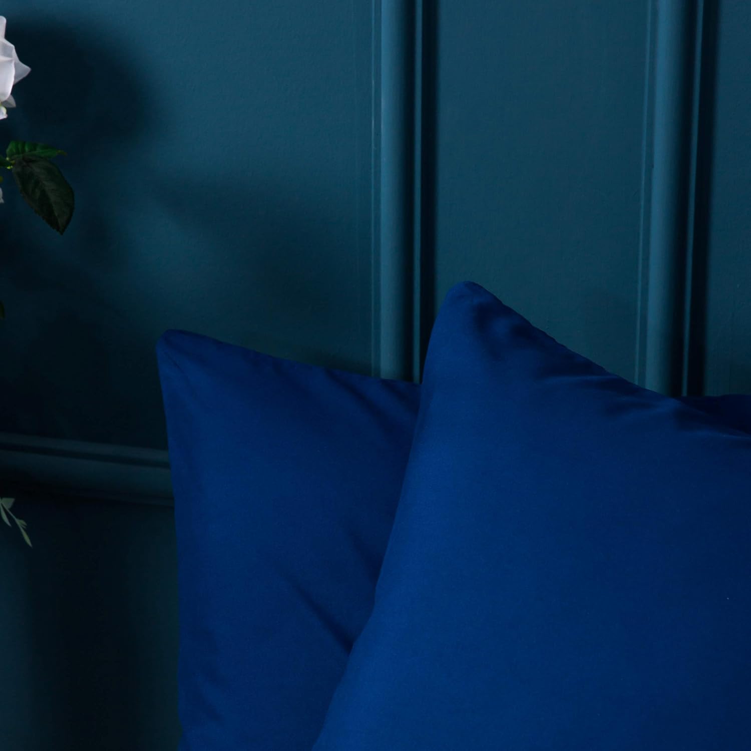 2 x Zippered Housewife Pillowcases Brushed Microfiber Bedroom (50X75) cm Pillowcase Covers Protectors (Navy Blue) 8