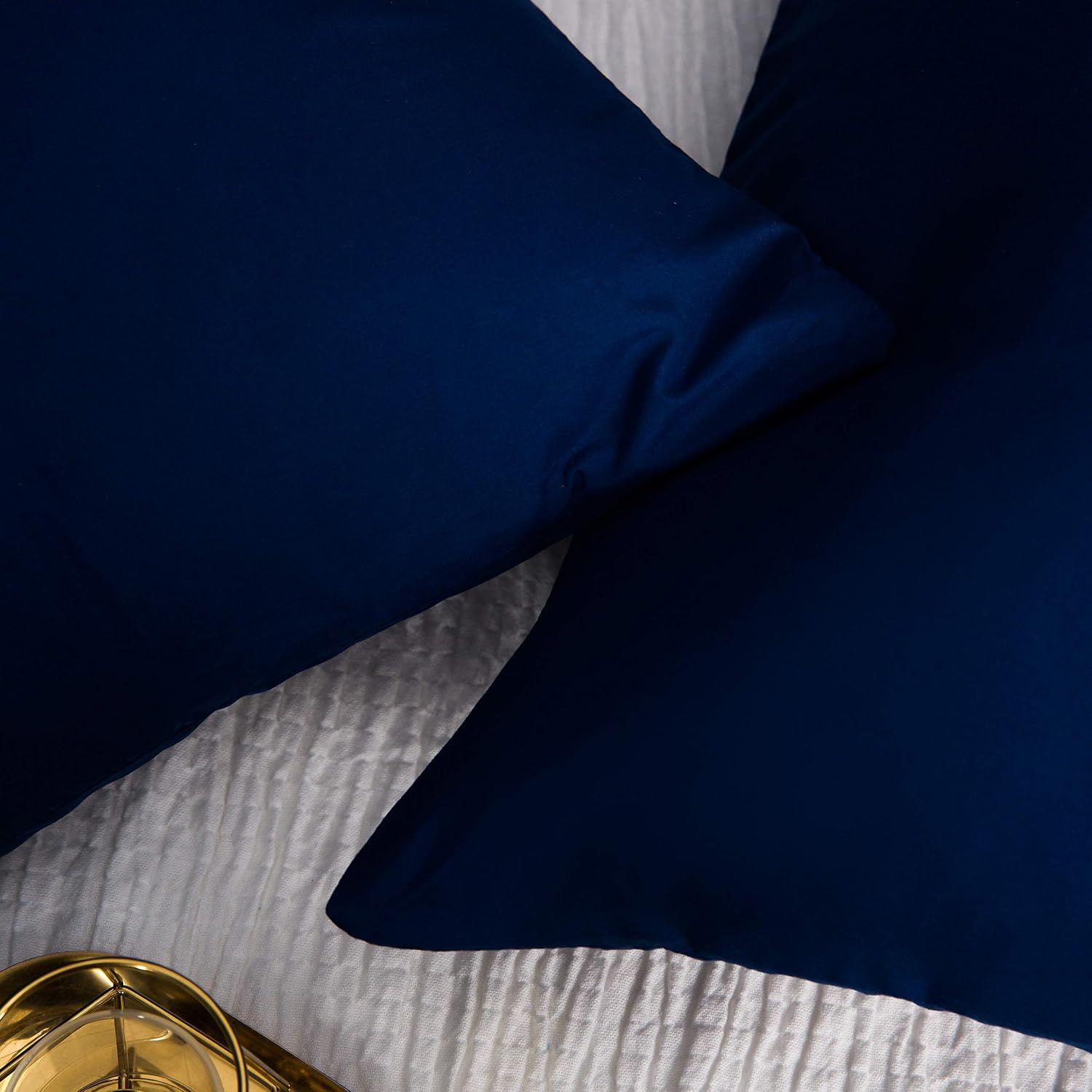 2 x Zippered Housewife Pillowcases Brushed Microfiber Bedroom (50X75) cm Pillowcase Covers Protectors (Navy Blue) 7