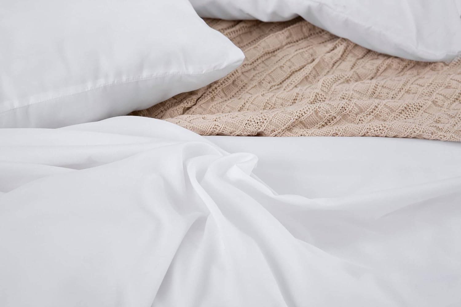 Bed linen brushed Microfiber 1 duvet cover 135x200cm + 1 pillowcase 80x80cm with zipper White 4
