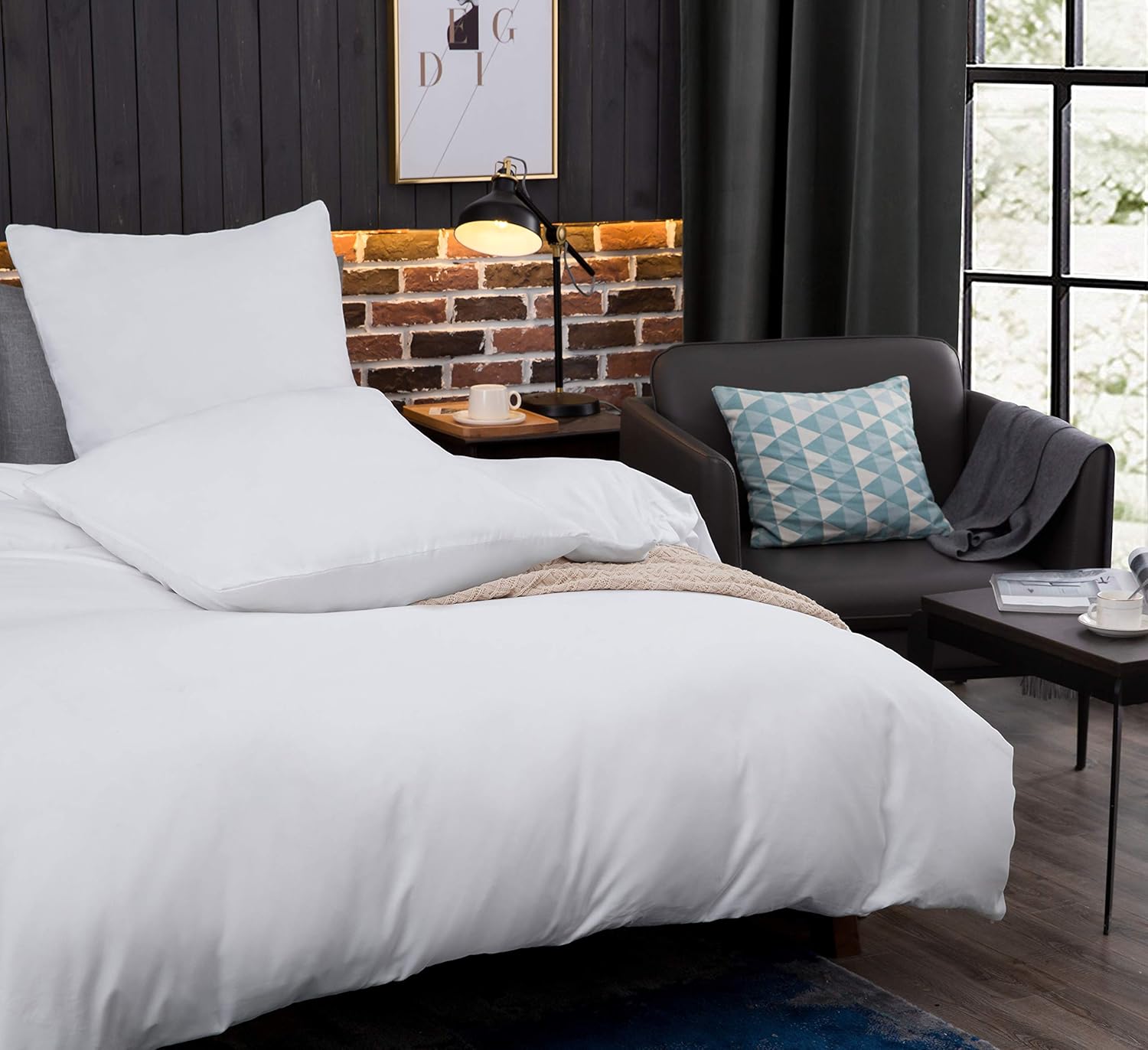 Bed linen brushed Microfiber 1 duvet cover 135x200cm + 1 pillowcase 80x80cm with zipper White 3