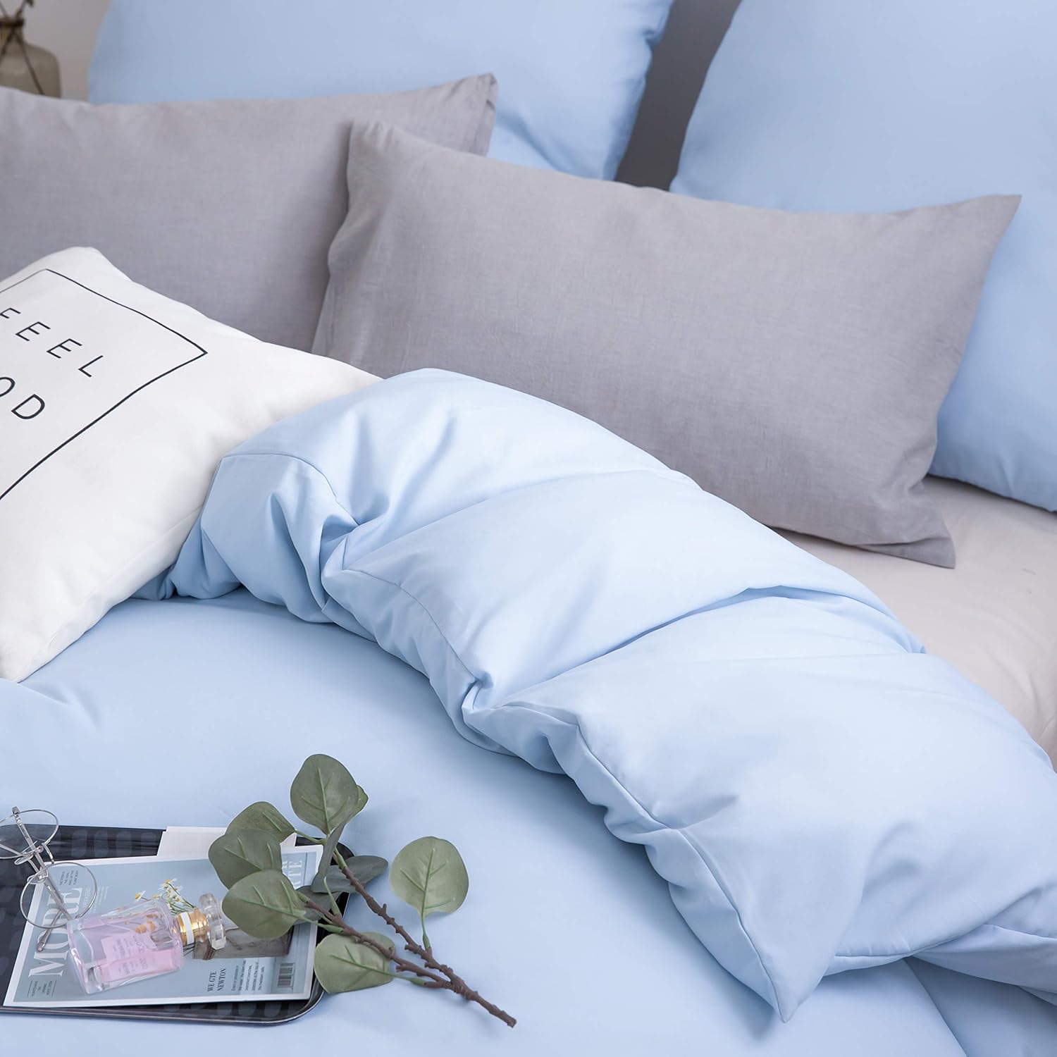 Bed linen brushed Microfiber 1 duvet cover 135x200cm + 1 pillowcase 80x80cm with zipper Spa Blue 4