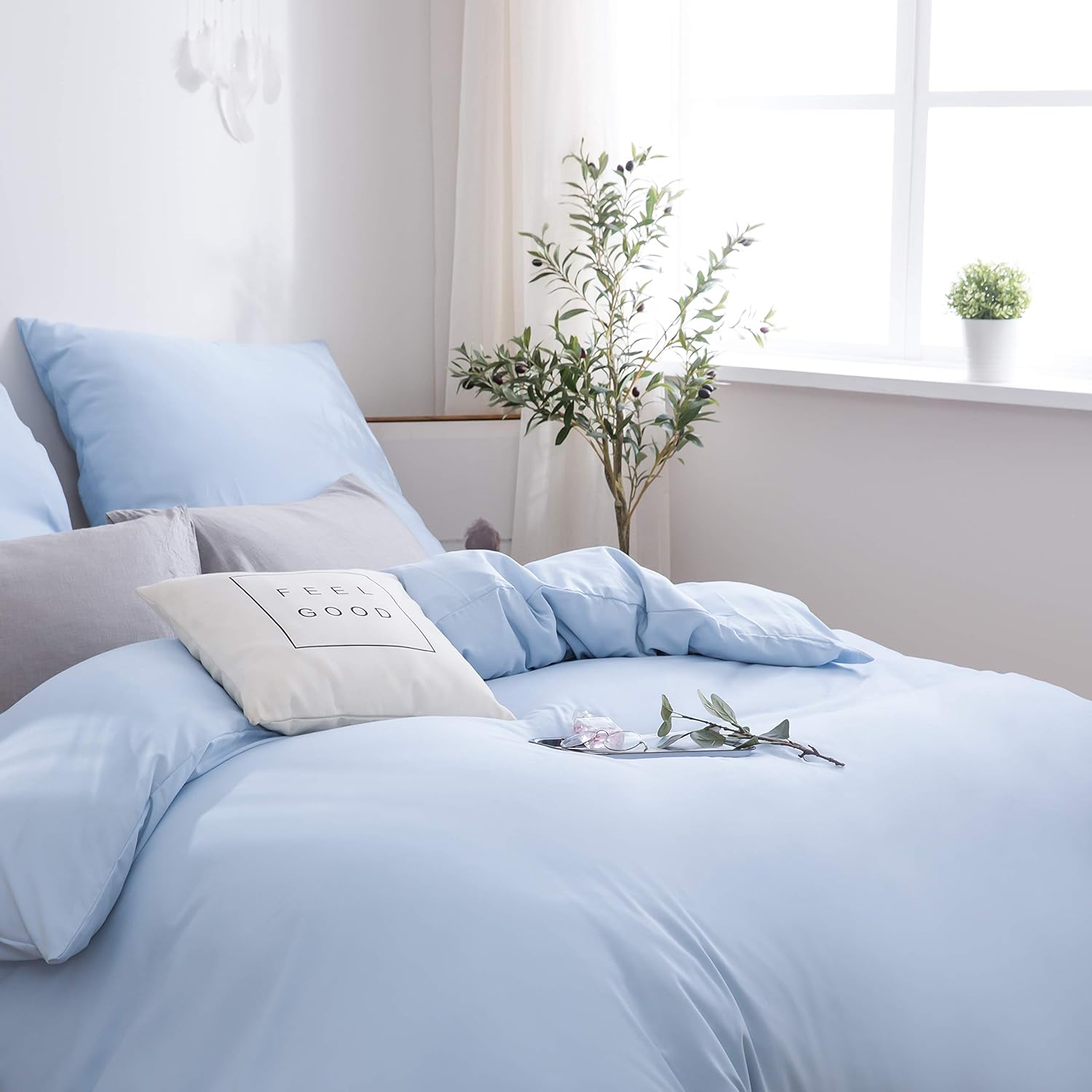 Bed linen brushed Microfiber 1 duvet cover 135x200cm + 1 pillowcase 80x80cm with zipper Spa Blue 6