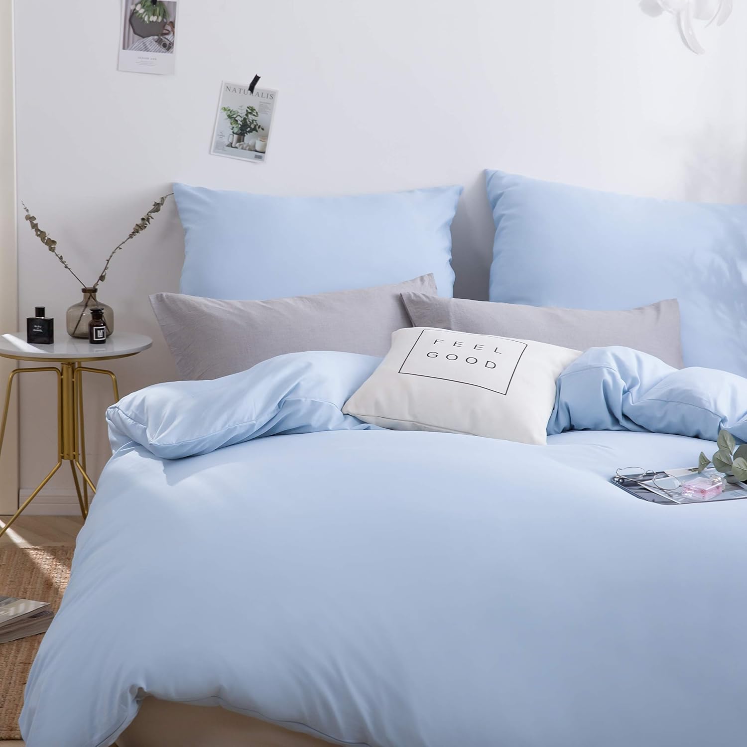 Bed linen brushed Microfiber 1 duvet cover 135x200cm + 1 pillowcase 80x80cm with zipper Spa Blue 3