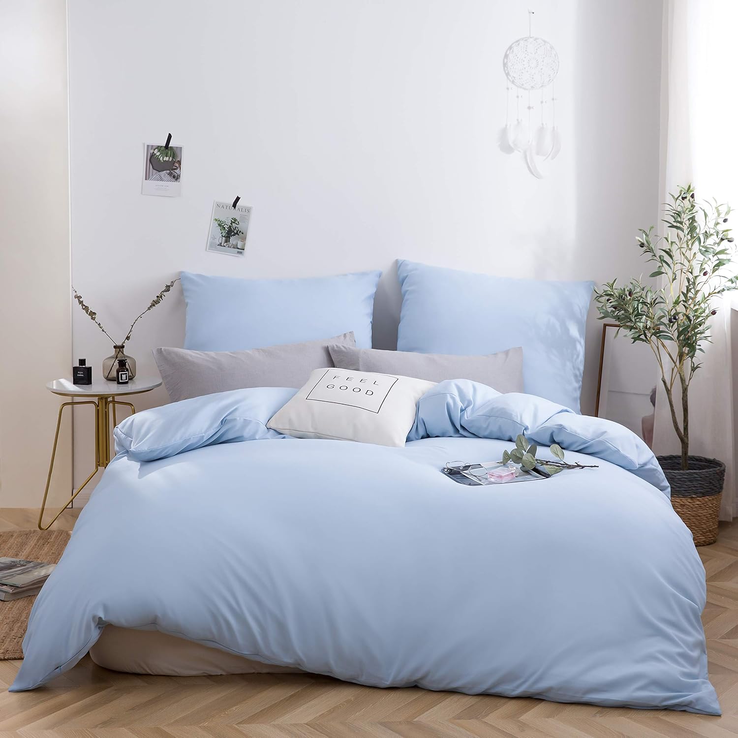 Bed linen brushed Microfiber 1 duvet cover 135x200cm + 1 pillowcase 80x80cm with zipper Spa Blue 2