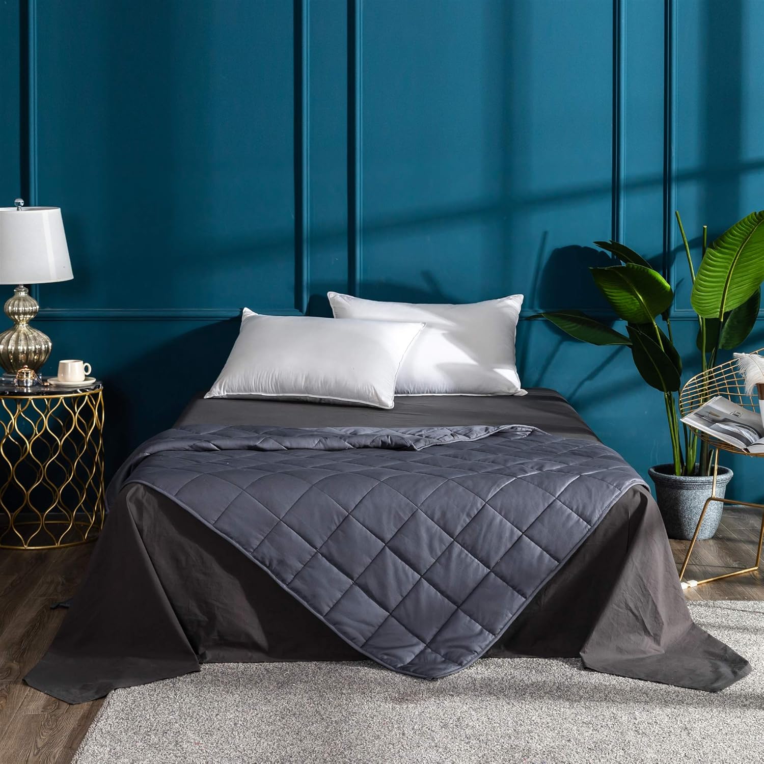 Couverture lestée pour adultes, Couverture lestée en 100% coton, Couverture lourde pour un meilleur sommeil, Taille : 122 x 183 cm, 7 kg, Gris 2