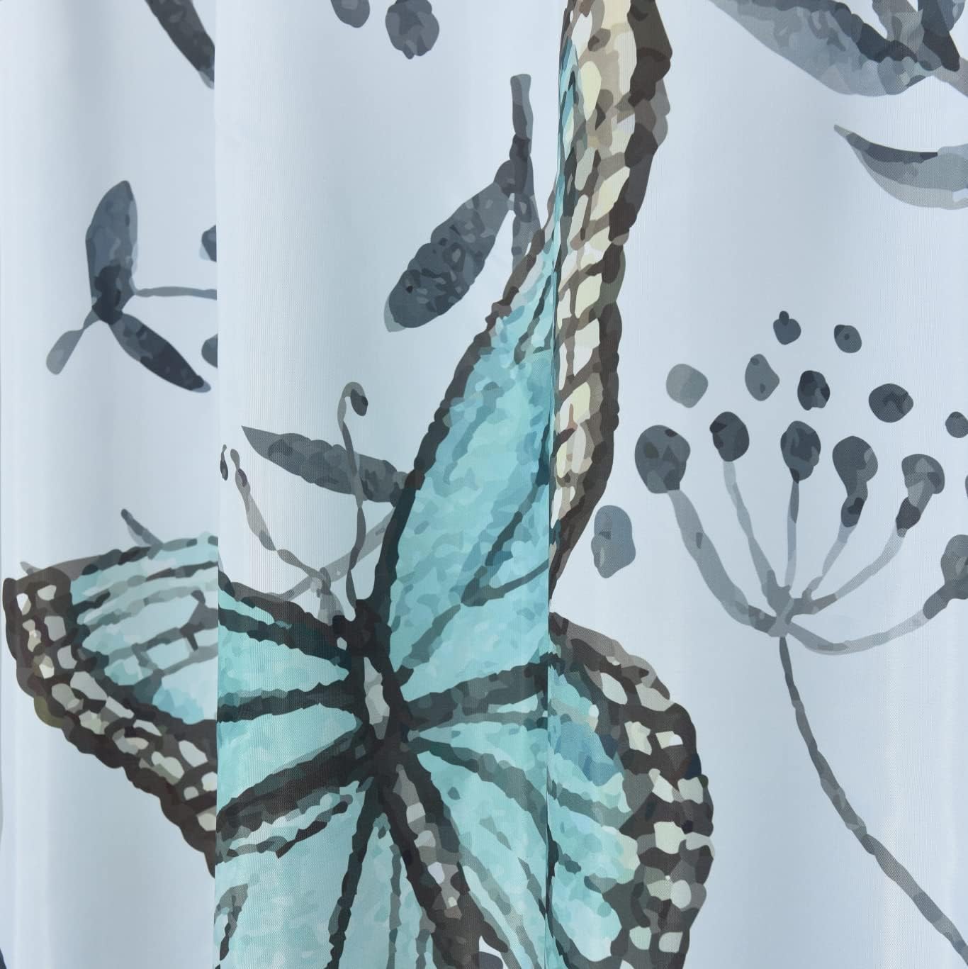 AYSW Limited Bathroom Shower Curtain Only with Plastic Hooks Bathtub Curtain Basic Decor Printed Style Summer Aqua Butterfly Easy Care 72"x72" 7