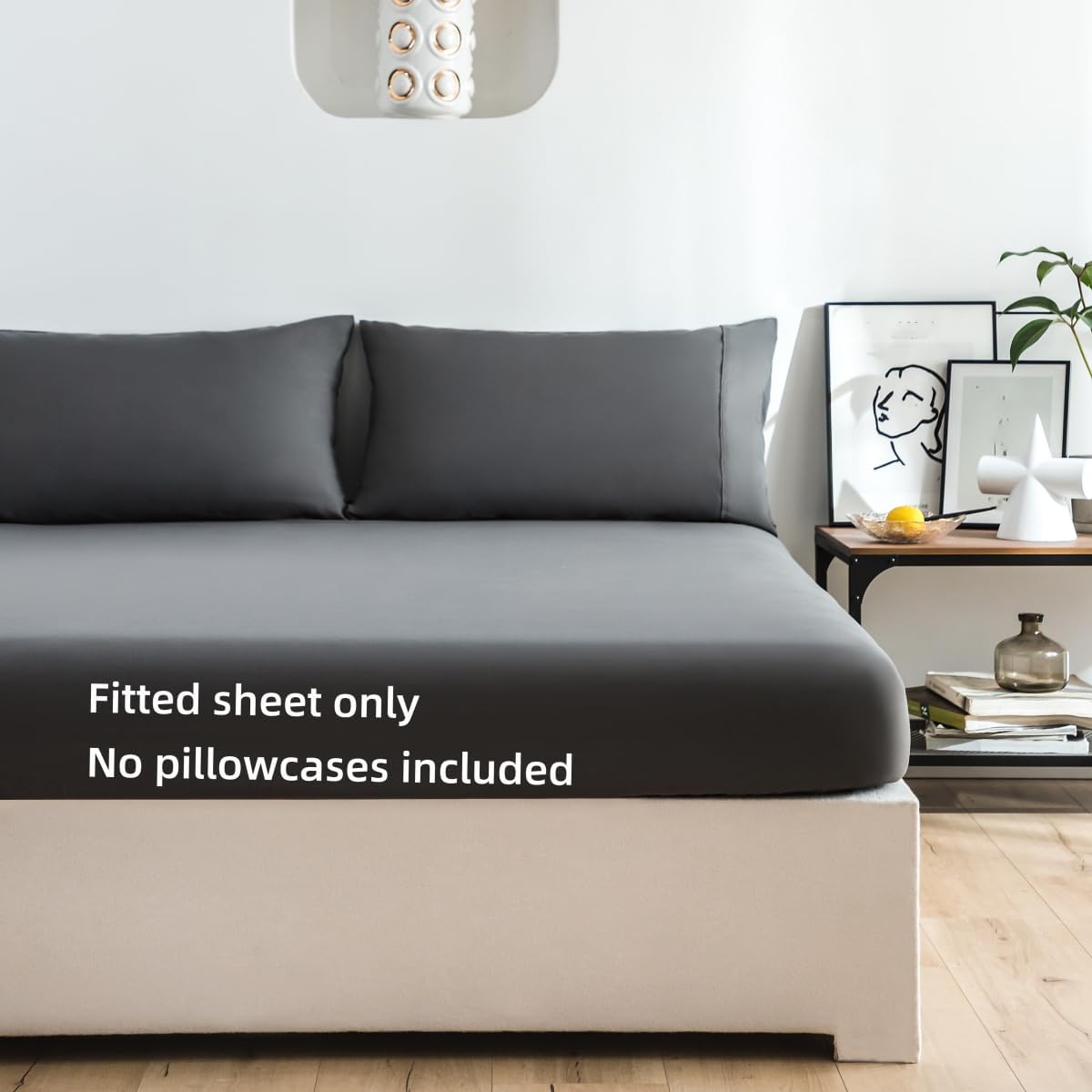 AYSW Fitted Sheet Queen Wide Band Deep Pocket Tight Fit No Pilling Double Brushed Microfiber 1800 Durable and Breathable Sheet Suitable for Mattress up to 16'' Gray 3