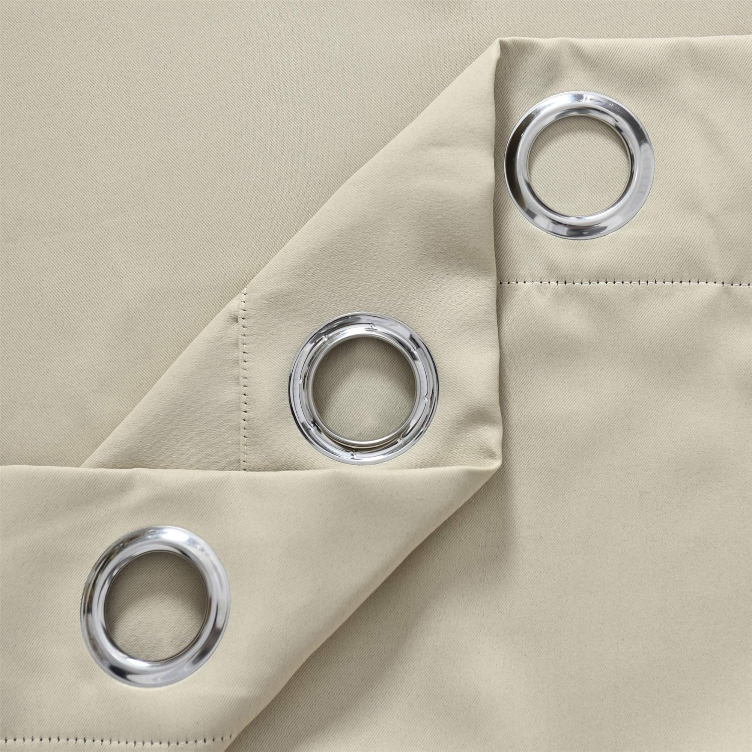 2er Set Verdunkelungsvorhang mit Ösen Vorhänge Gardinen Blickdicht, 250g/m2, 175x140 cm Beige 4