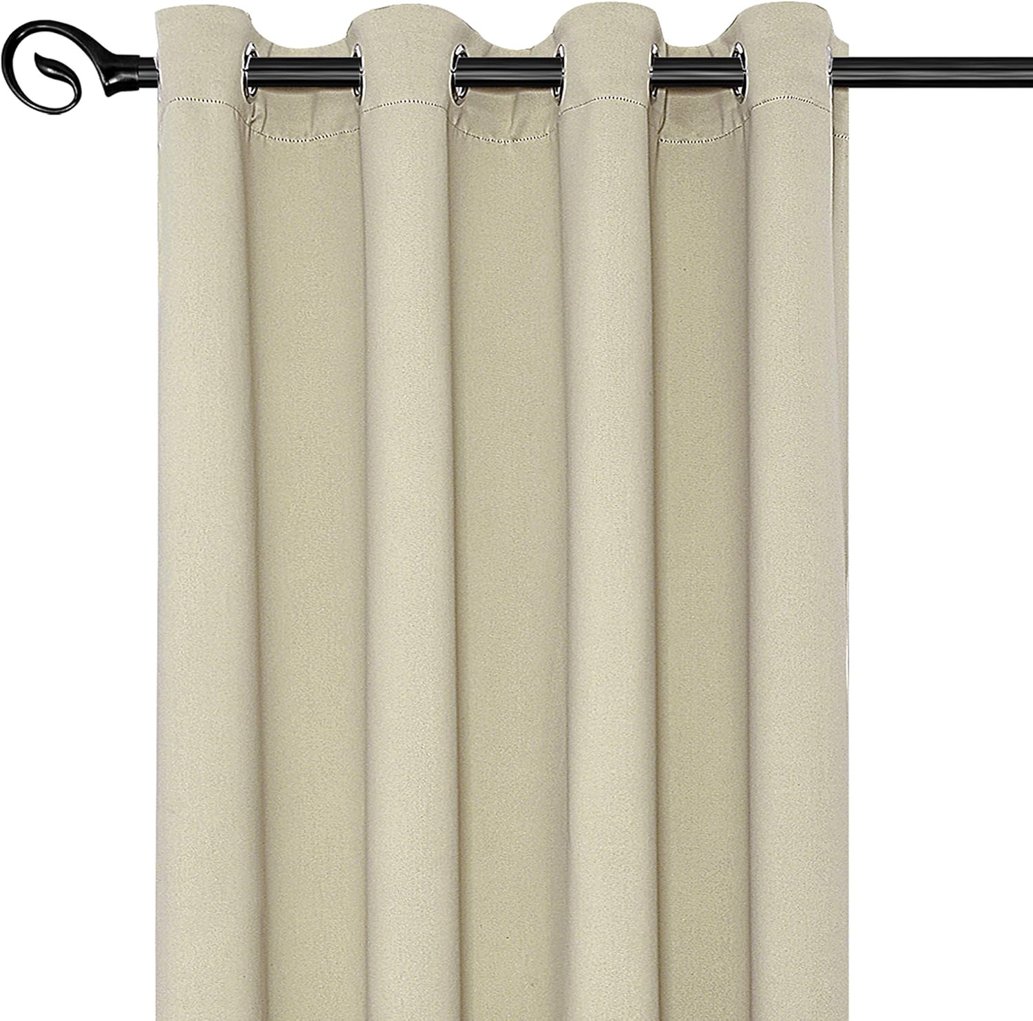 2er Set Verdunkelungsvorhang mit Ösen Vorhänge Gardinen Blickdicht, 250g/m2, 175x140 cm Beige 2