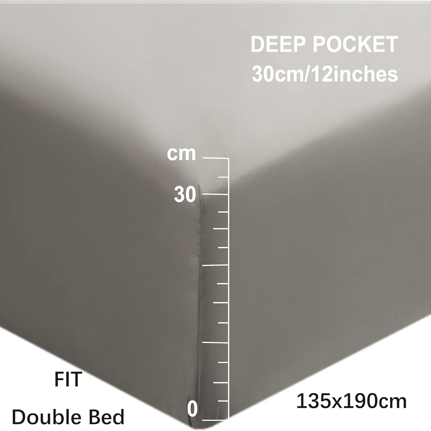 AYSW Double Size Fitted Sheet khaki with Extra Deep 30 cm Pocket Bed Sheet Only Bedsheet Brushed Microfiber Bottom Sheet for Double Bed 135x190 Khaki 2