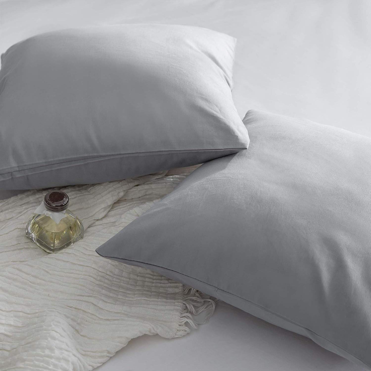 2-Pack Pillowcase made of 100% Cotton with Zipper 40 x 40 cm, Grey 3