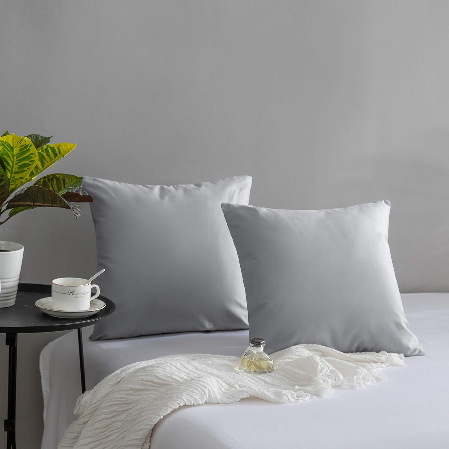 2-Pack Pillowcase made of 100% Cotton with Zipper 40 x 40 cm, Grey 2