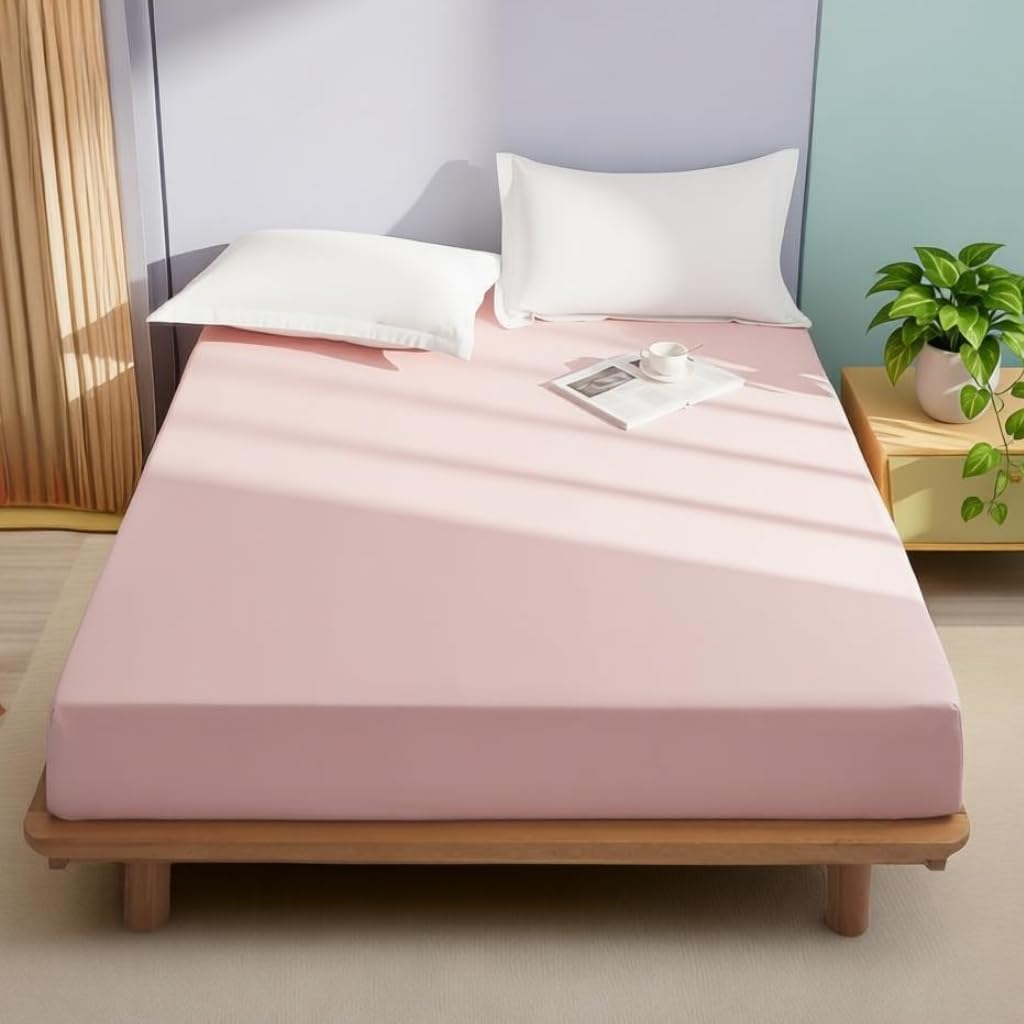 AYSW ‌Deep Pocket Fitted Sheet Twin - Extra Tight Fit with Wide Elastic Band, No Pilling Double Brushed Microfiber 1800, All Season & Breathable Bed Sheet for Mattress from 8'' to 16" - Pink 4
