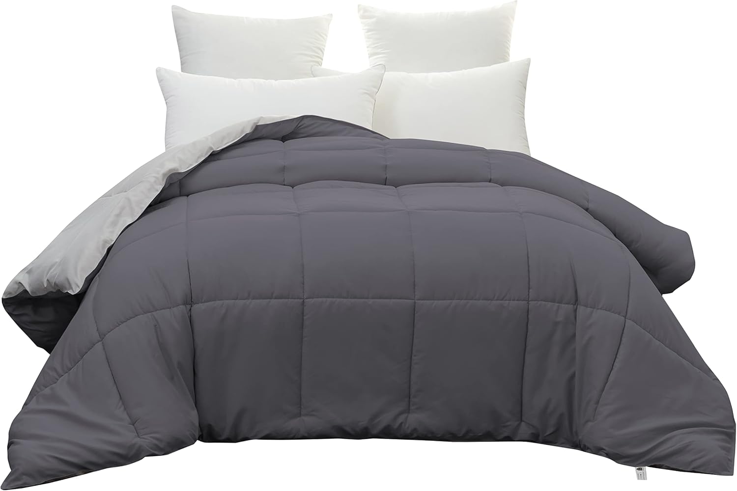 AYSW Two-Tone Duvet Warm in winter 450g/m² Thick 140x200cm Hypoallergenic Dark Grey + Light Grey Reversible Bed Duvet 1 Person Comforter 4