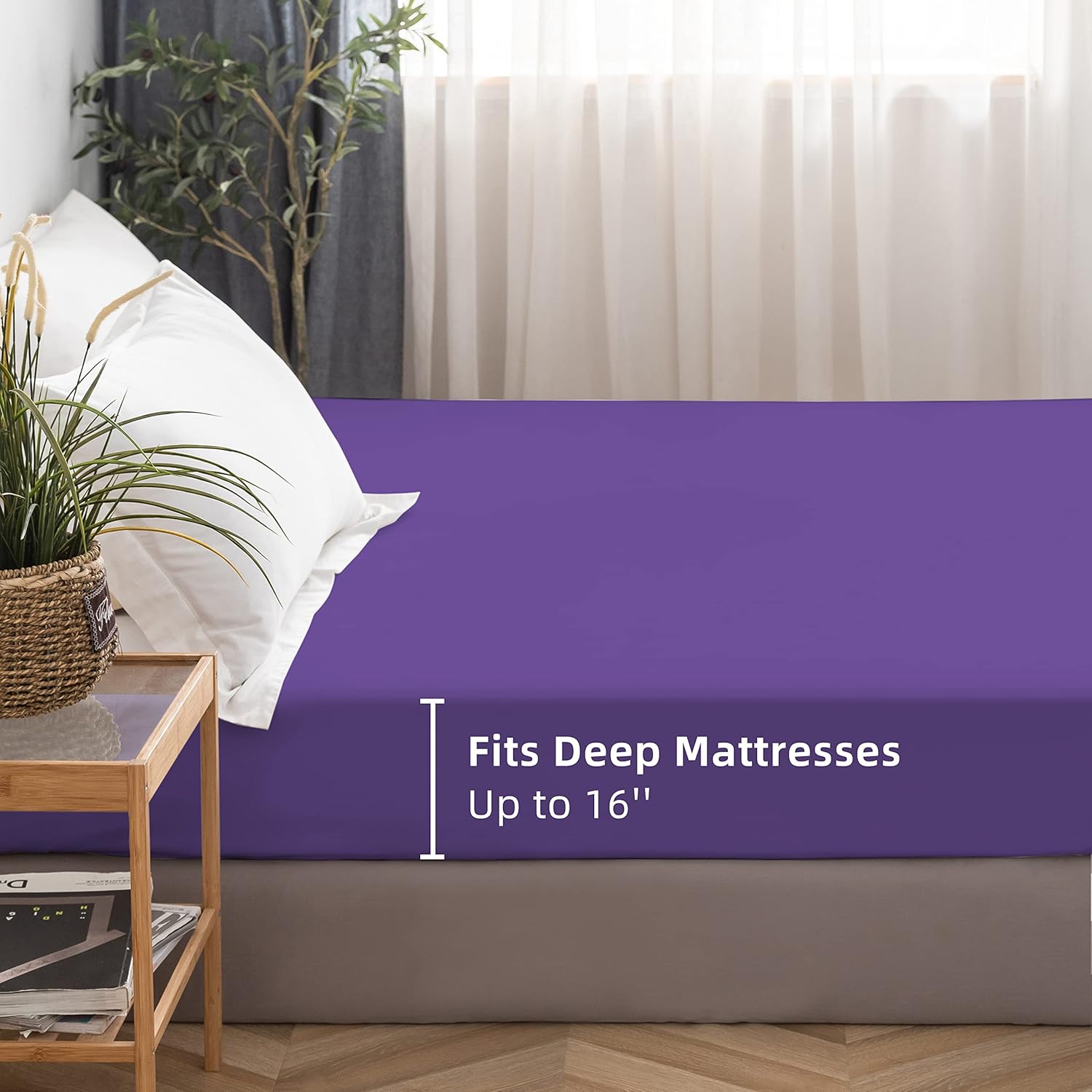 Fitted Bottom Sheet Only Premium 1817 Ultra-Soft Fade Resistant Brushed Microfiber Deep Pocket Queen Purple 5