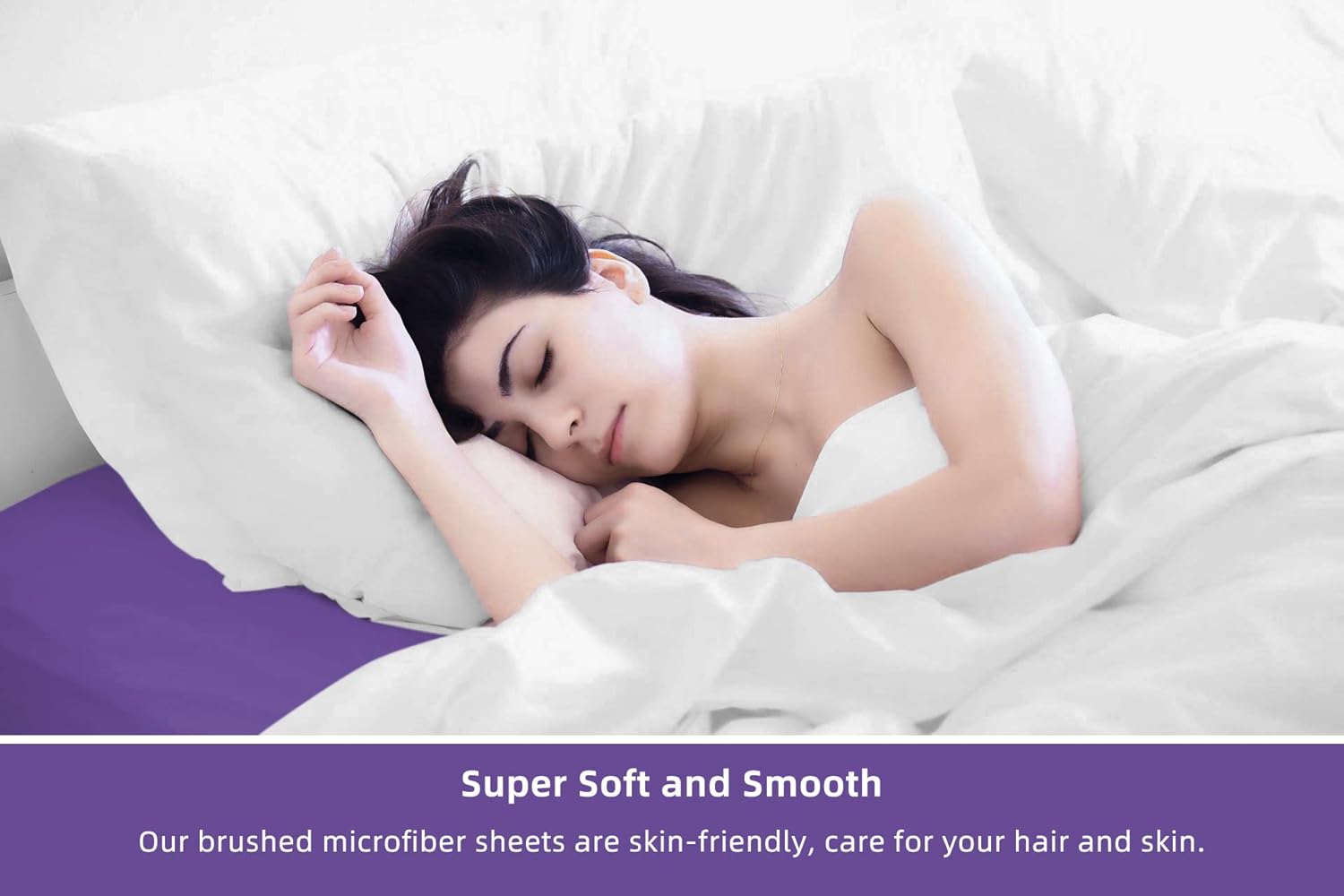 Fitted Bottom Sheet Only Premium 1817 Ultra-Soft Fade Resistant Brushed Microfiber Deep Pocket Queen Purple 2