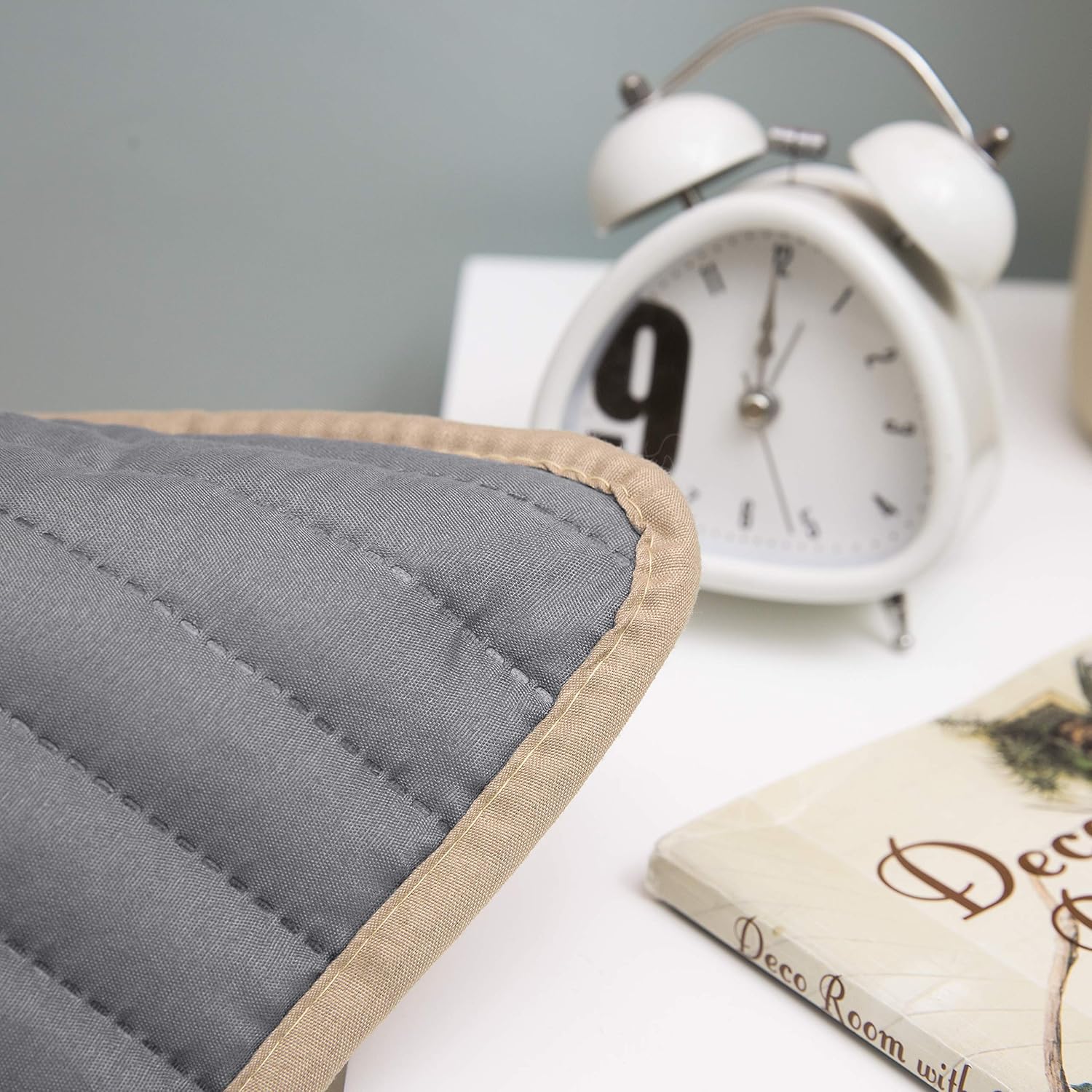 Lot de 2 taies d'oreiller 50x75 cm, taies d'oreiller de haute qualité, en Double Face couleurs Gris et Beige 4