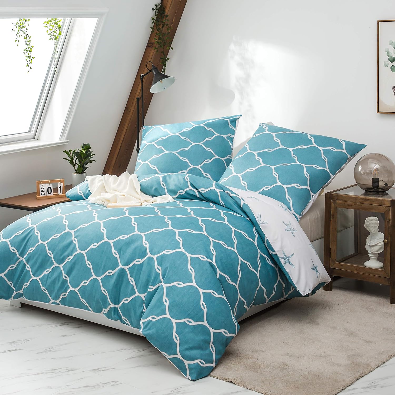 Bed Linen Super Soft Microfiber Duvet Cover 135x200cm with 80x80cm Geometric Pattern Star 3
