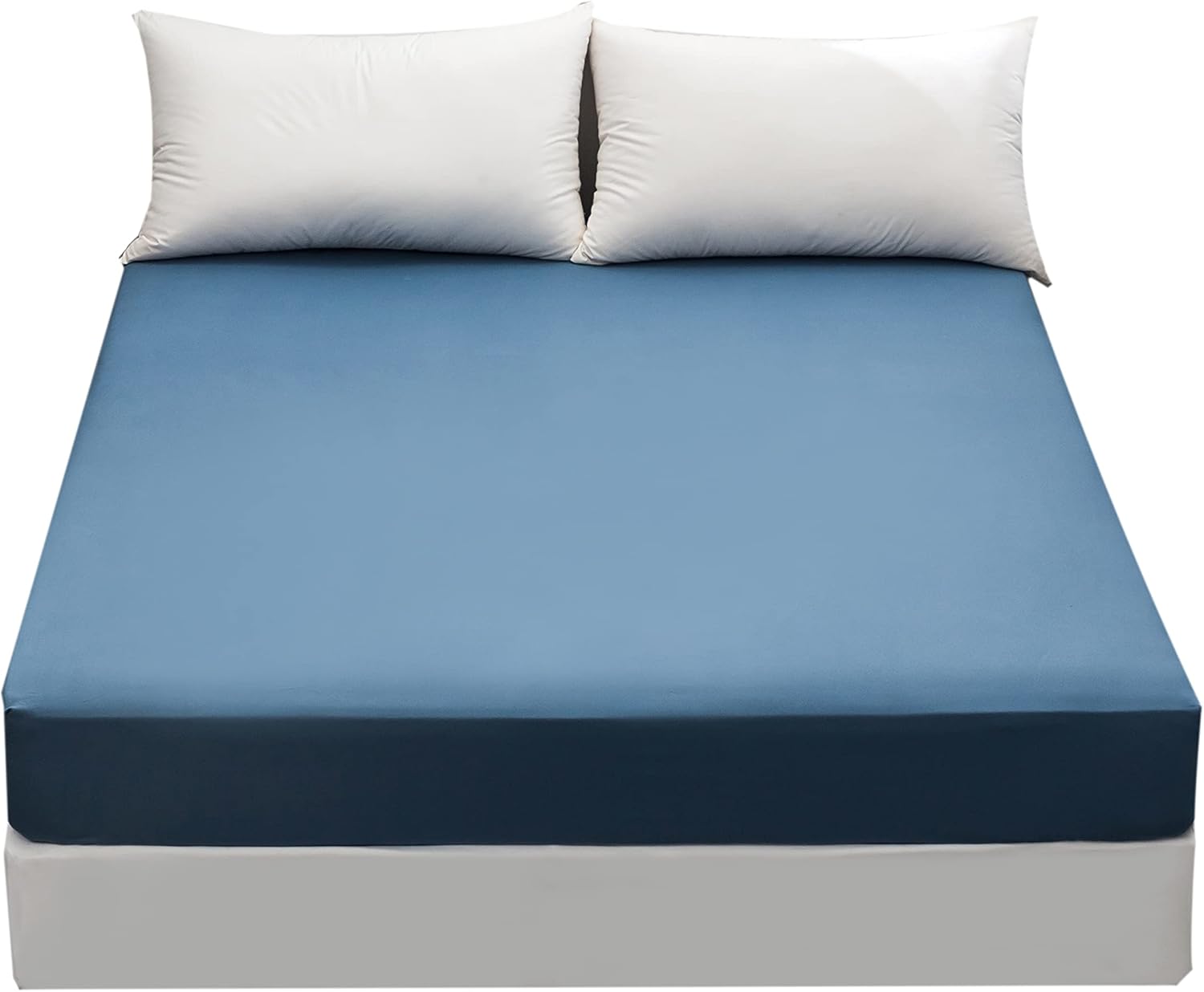 AYSW Fitted Sheet 180x200cm with 30cm Pocket Blue Fitted Sheet 100 GSM in High Quality Microfiber 100% Polyester Soft, Resistant, Wrinkle-free 5