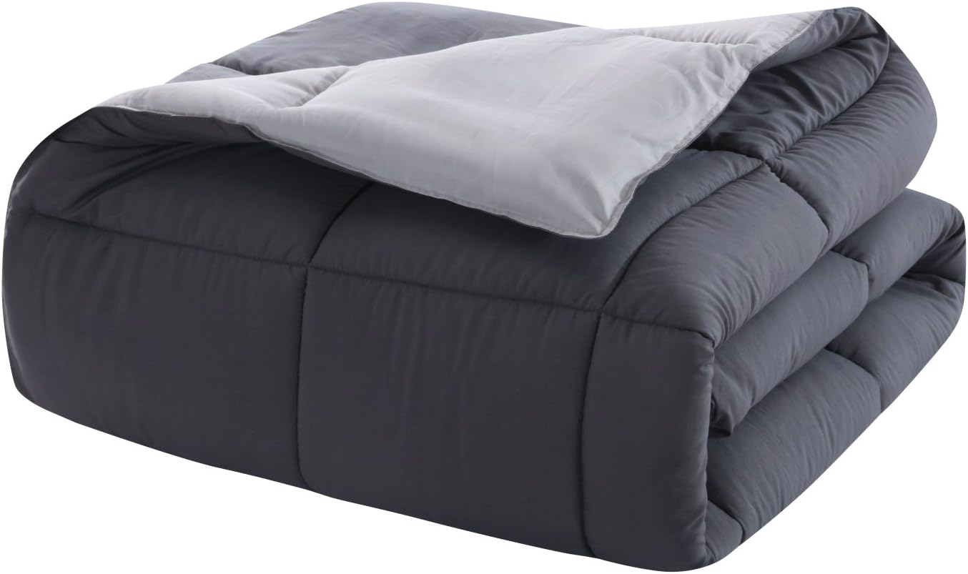 AYSW Comforter for Queen Bed Gray All Season Alternative Fluffy Duvet Lightweight Soft and Comfortable Bicolor 2