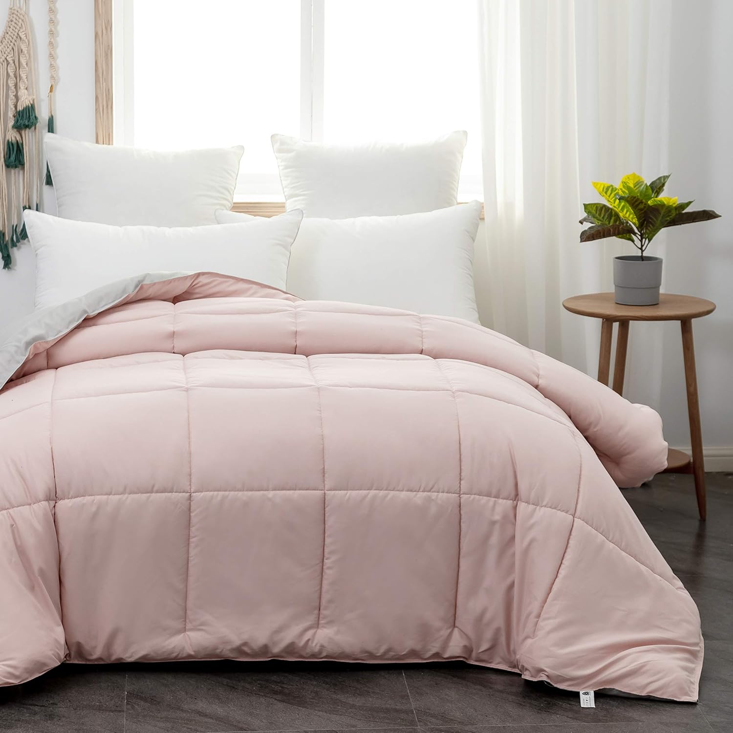 AYSW Comforter Queen Pink Ultra Warm Fluffy Down Duvet Leichtweight Premium Brushed Microfiber 250GSM Soft und Komfortabel Bicolor 5