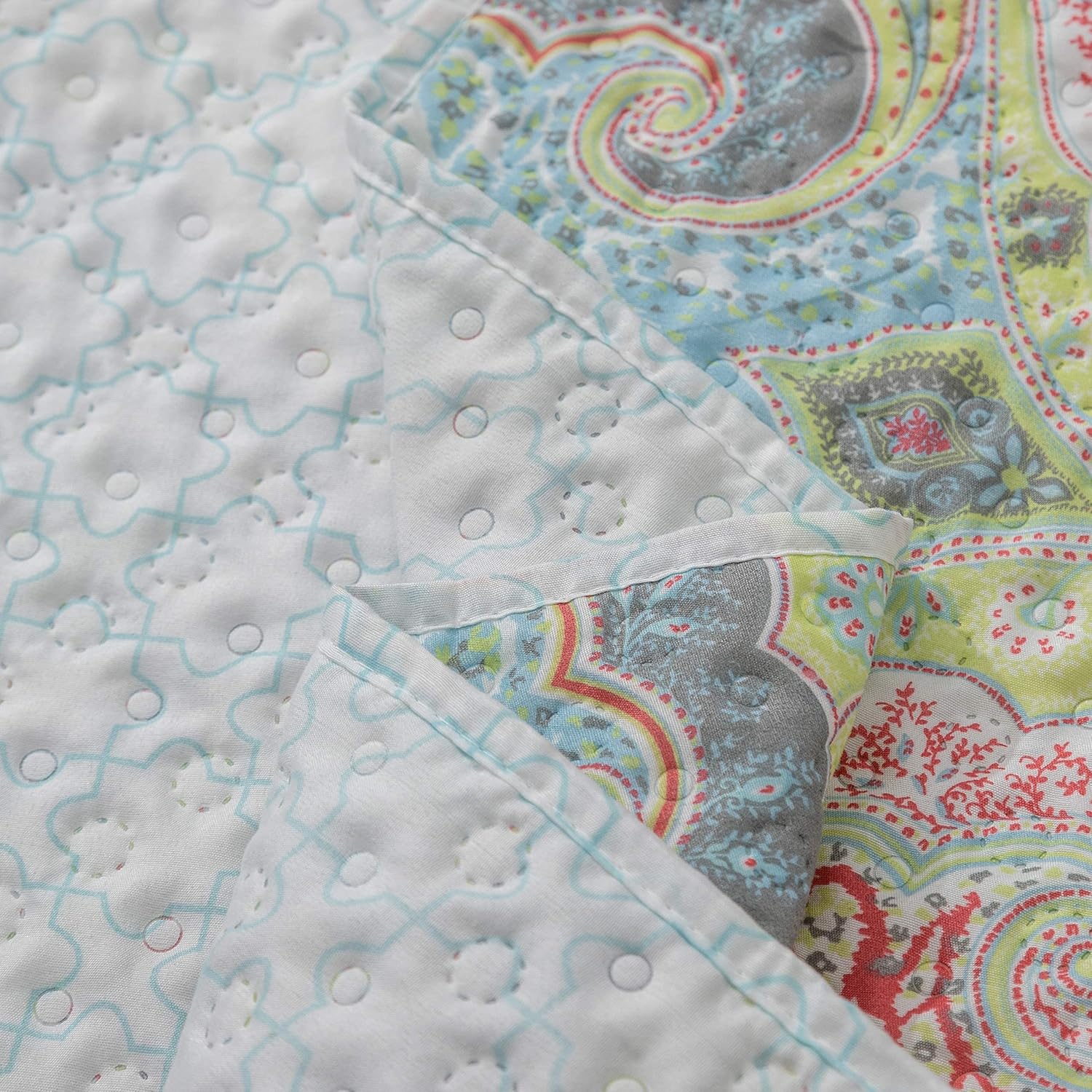 AYSW Quilt Set Twin Size Coverlet Set Printed Pattern Pinsonic Style for All Season Use Lightweight 5