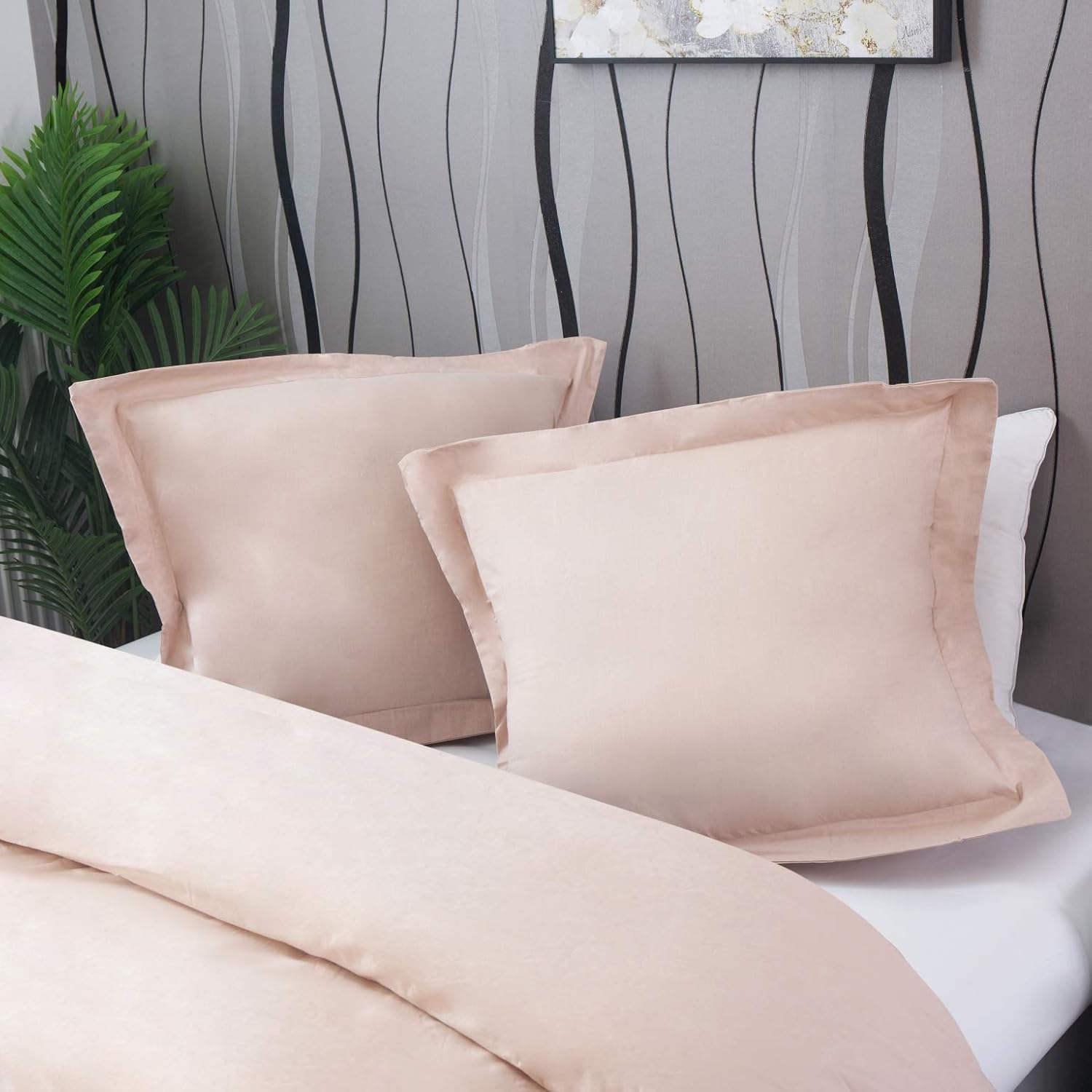AYSW Duvet Cover Set 3 Piece Pure Cotton with Zipper Closure Comforter Cover Set with 2 Pillowcases Soft and Nature (King, Beige) 5