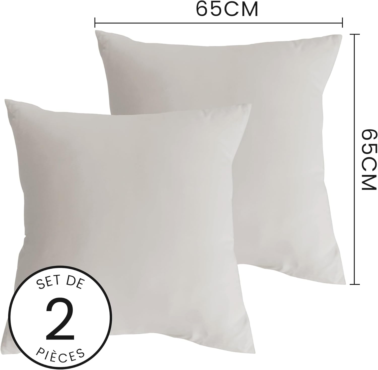 AYSW Set of 2-100% Cotton Pillowcases 65x65cm Beige with Zipper Pillowcase 2