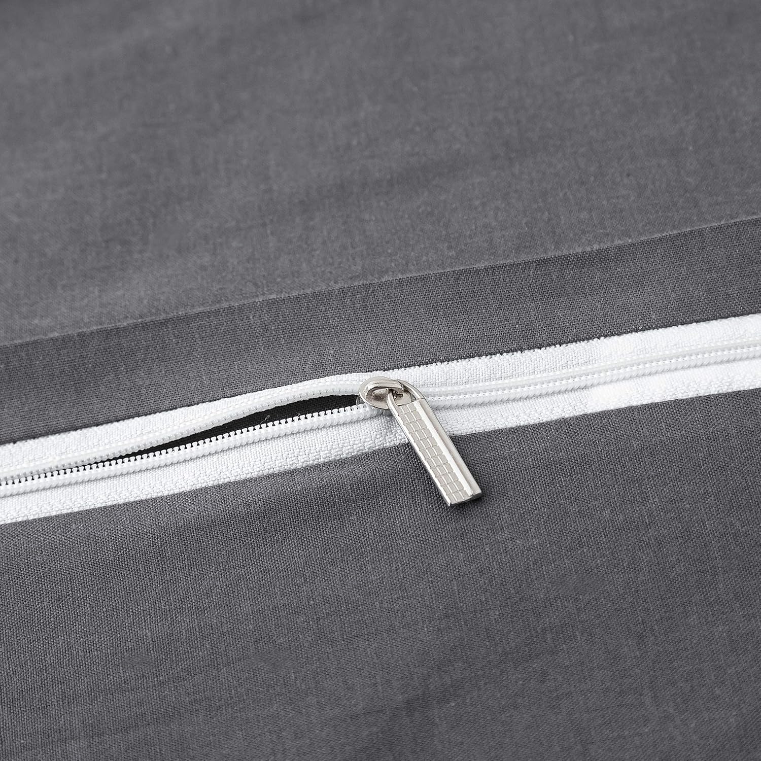 AYSW Set of 2-100% Cotton Pillowcases 65x65cm Grey with Zipper Pillowcase Cover 3