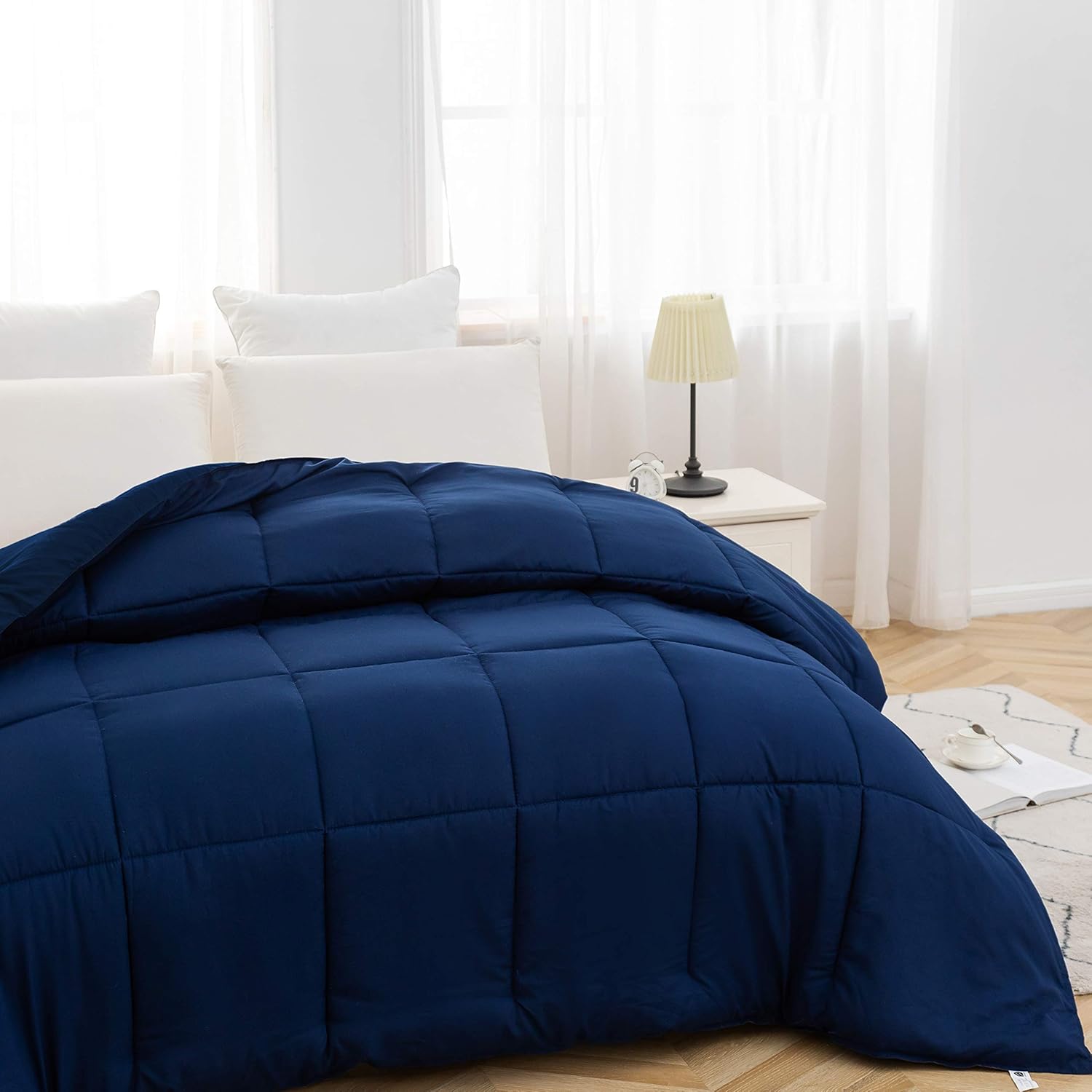AYSW Comforter Only Brushed Microfiber Ultra Warm Fluffy Duvet Lightweight Twin Size for All Season Navy Blue 5